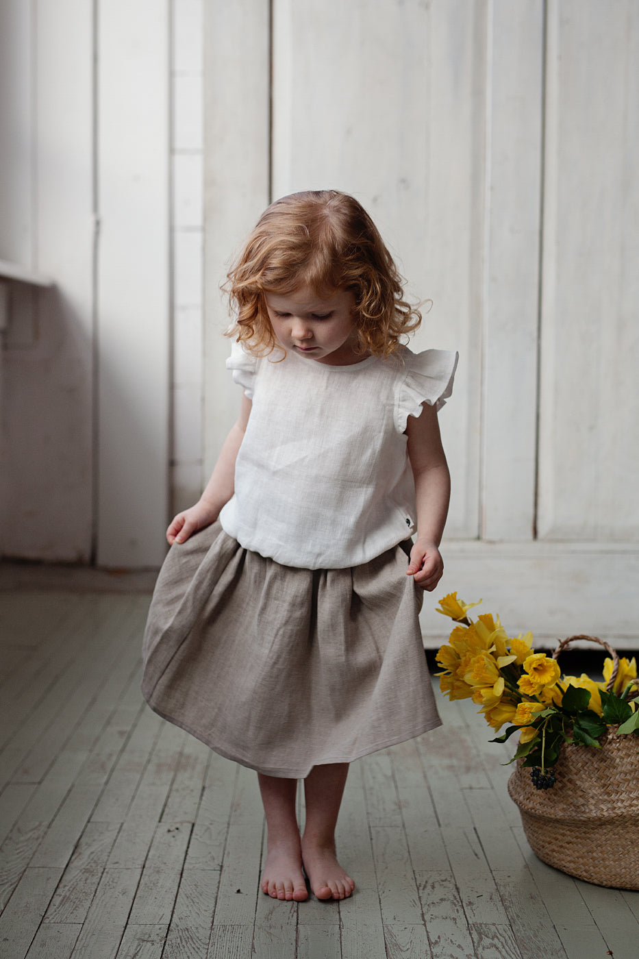 Girls linen circle skirt