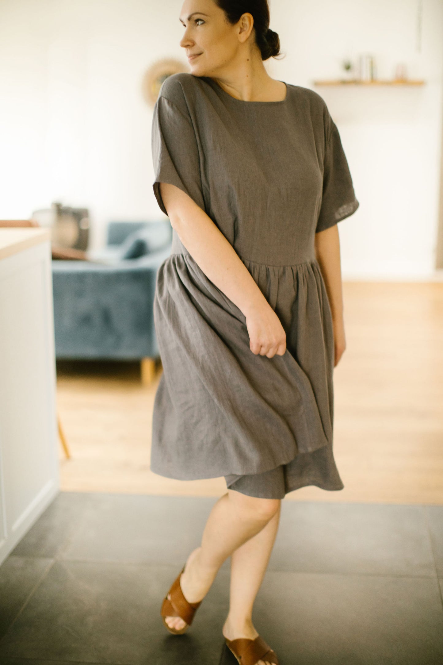 Linen kaftan dress