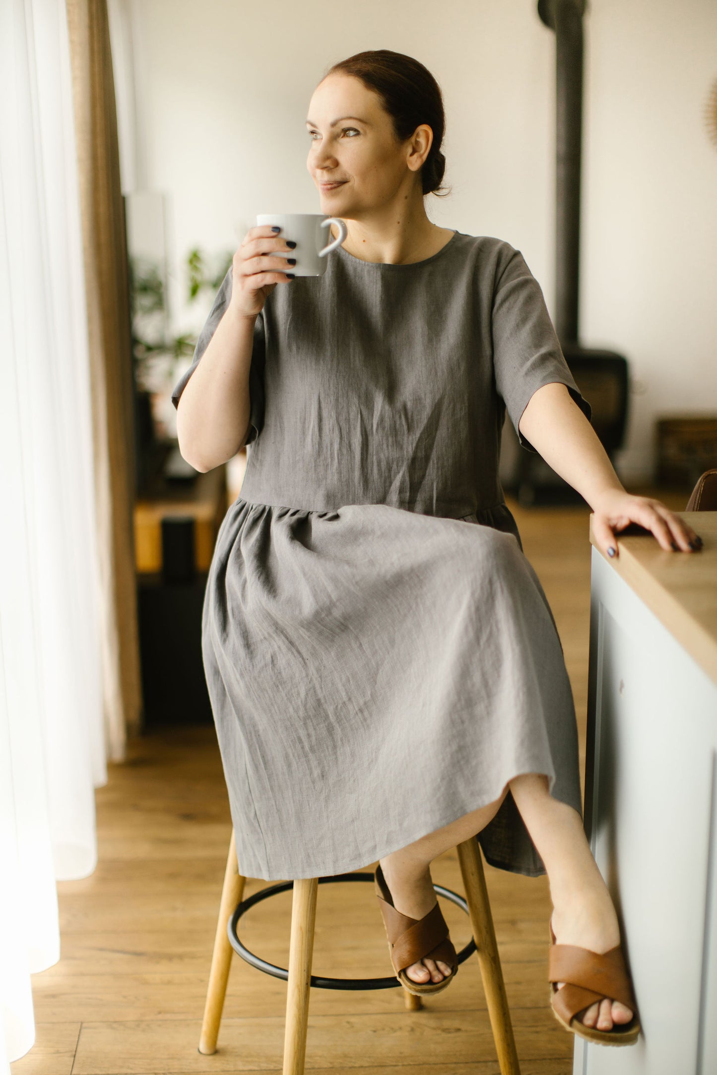 Plus size linen dress