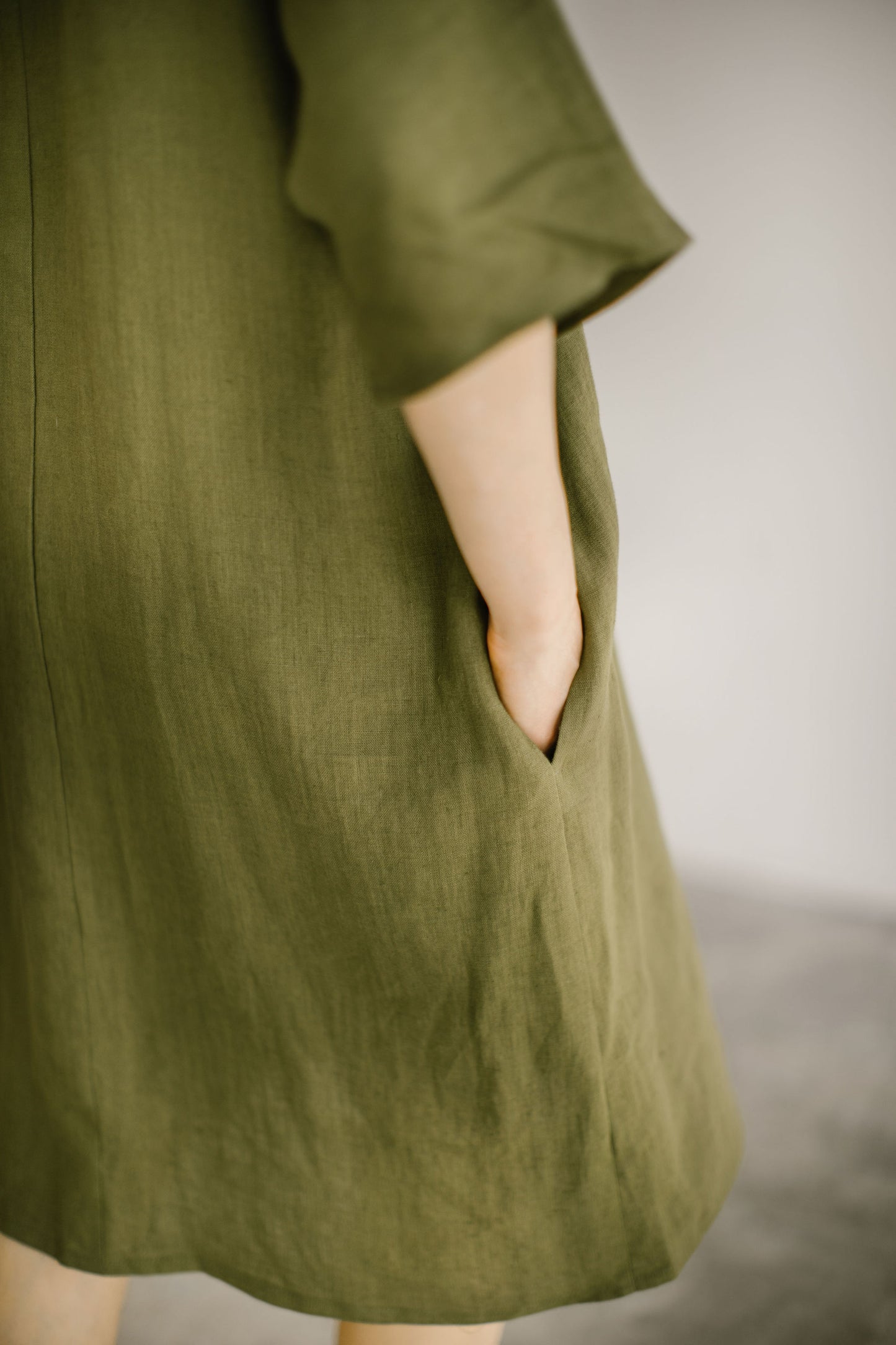 Linen plus size dress with kimono sleeves BARBARA