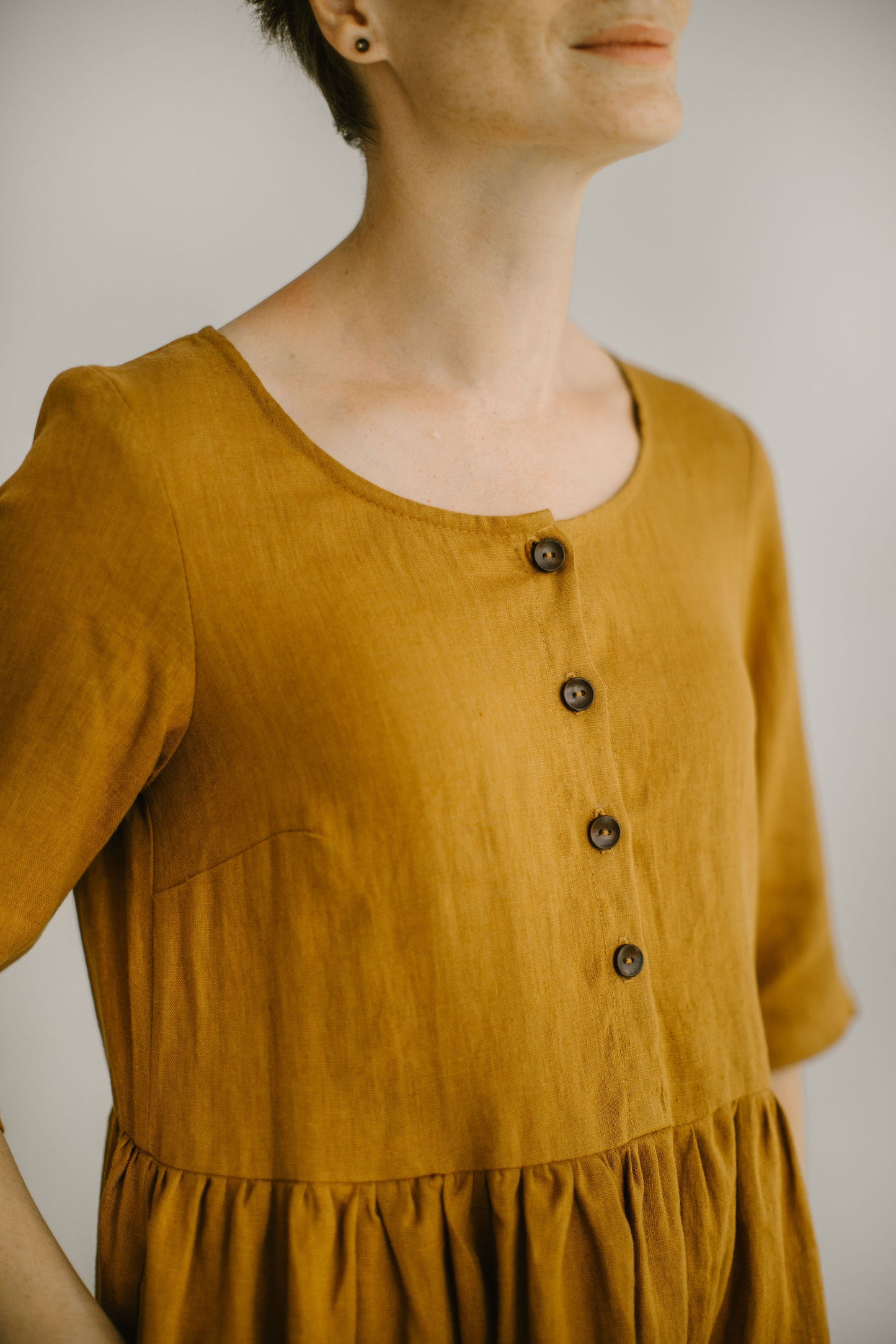 Linen button up midi dress JANET