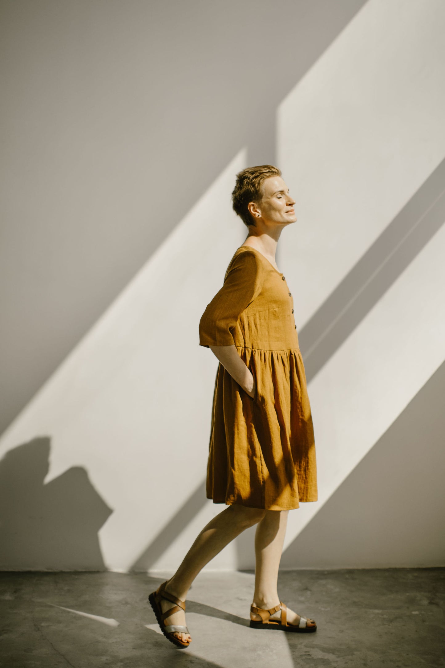 Linen button up midi dress JANET