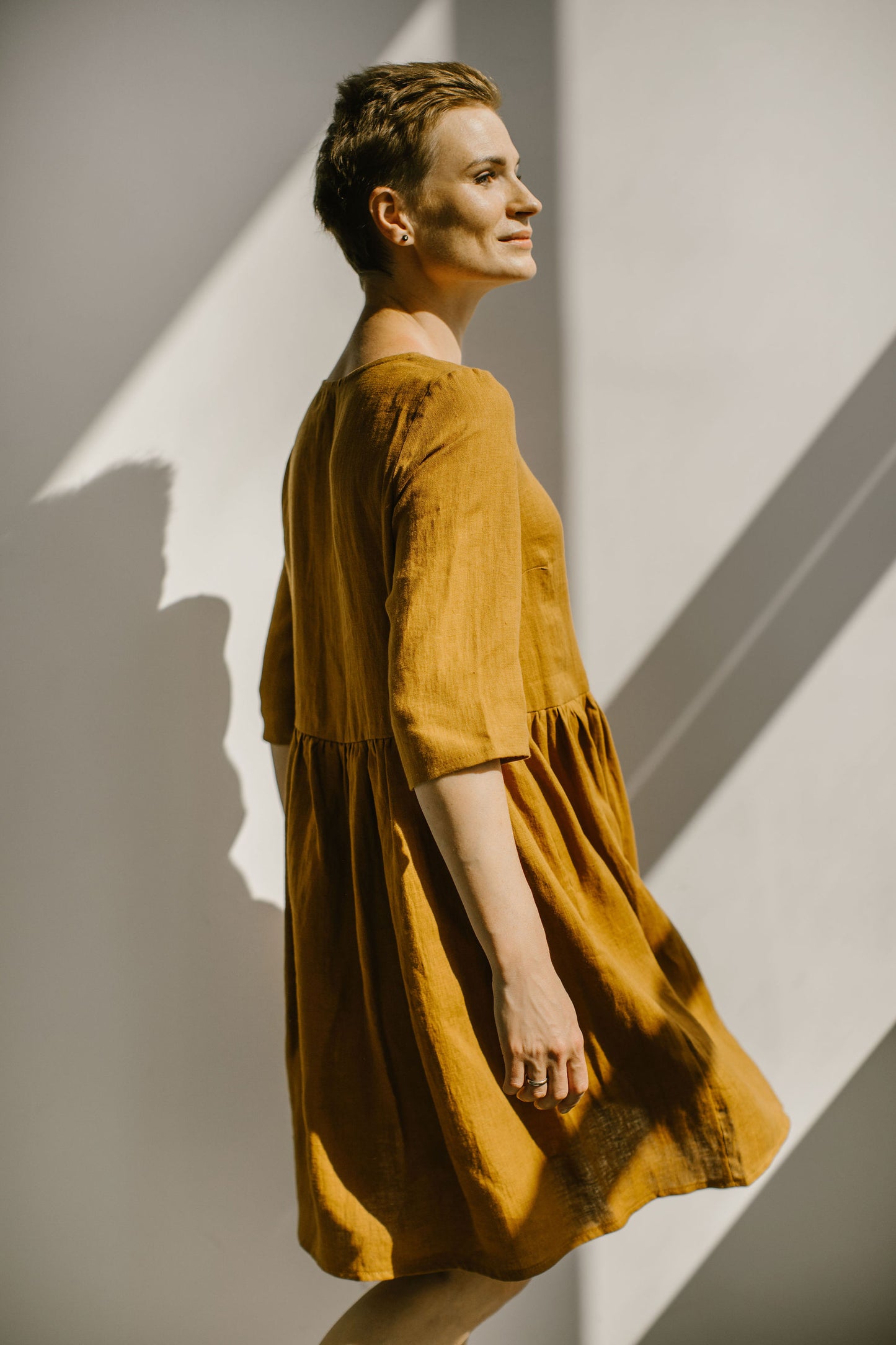 Linen button up midi dress JANET