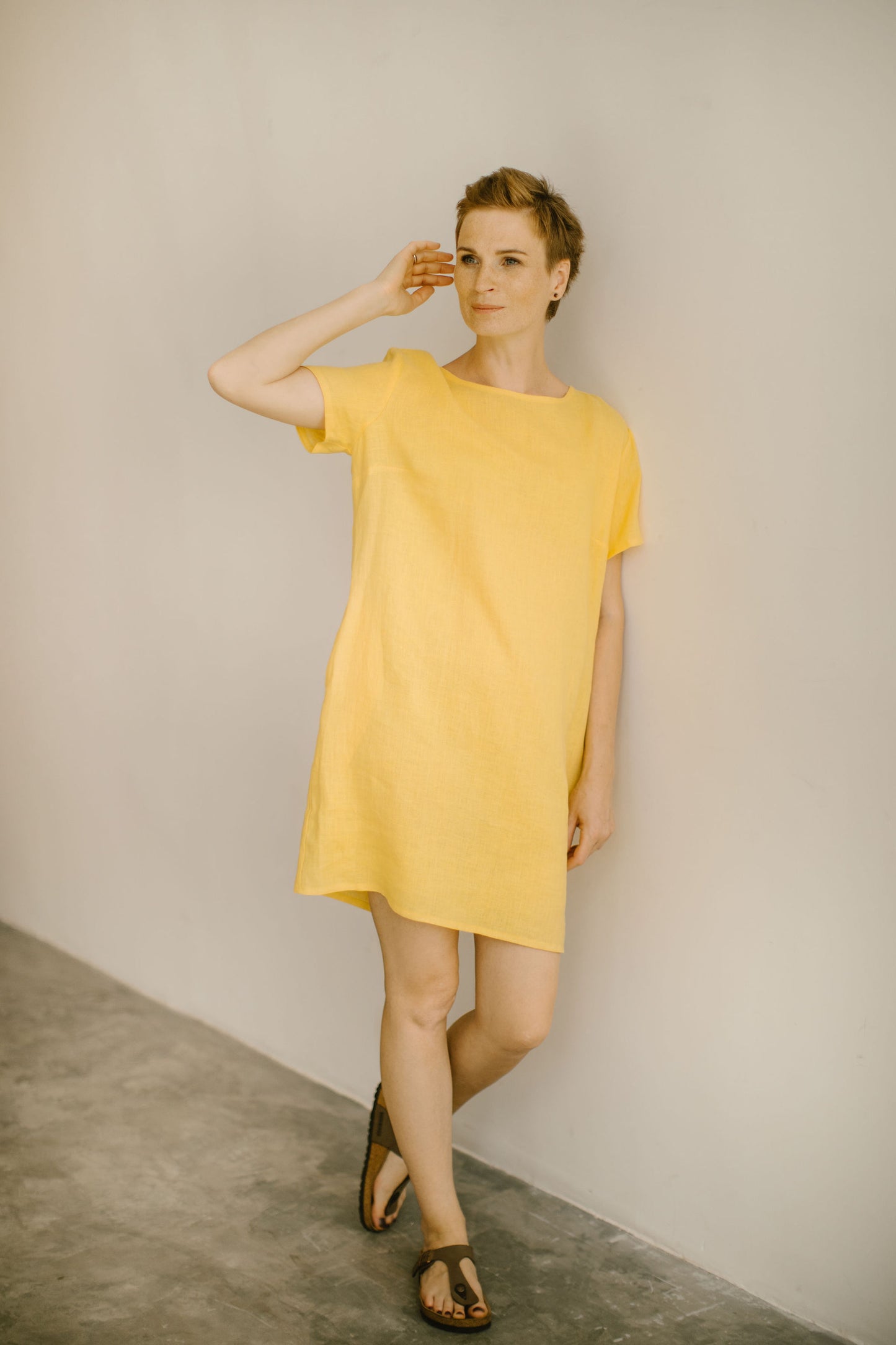 Oversized simple linen dress for summer ALISA