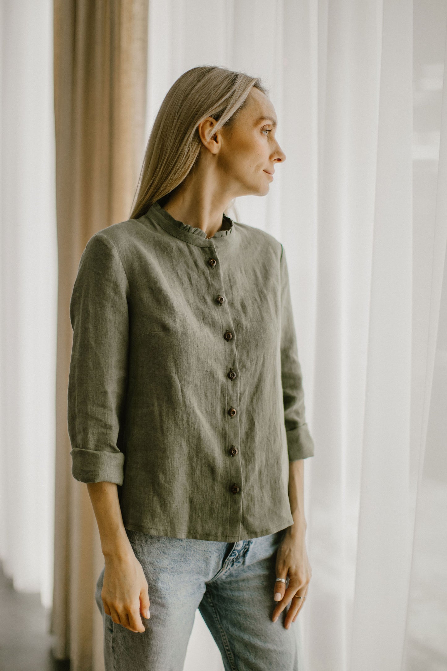 high collar Victorian blouse