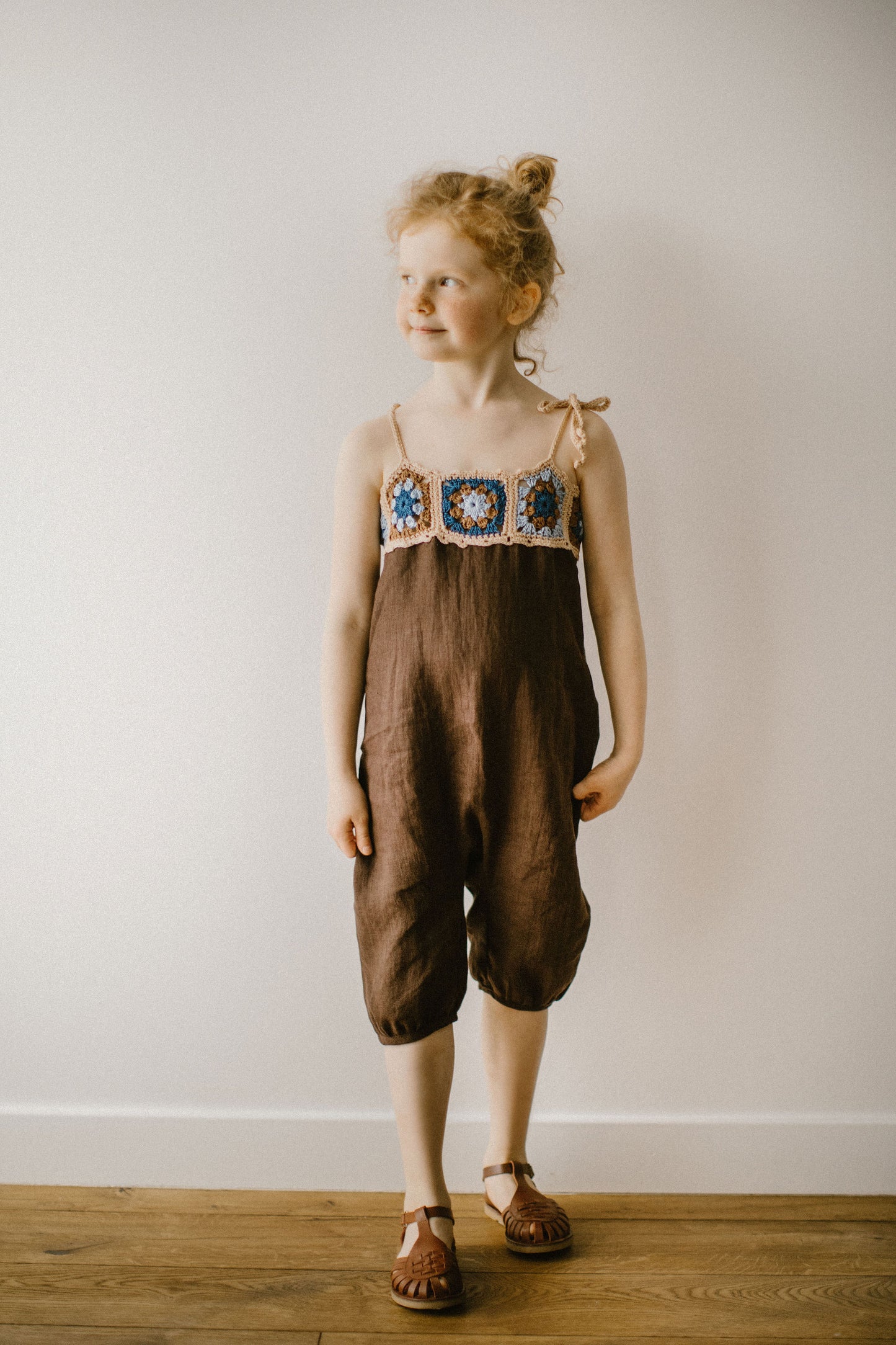 Very cute baby girls and toddlers linen overalls for summer