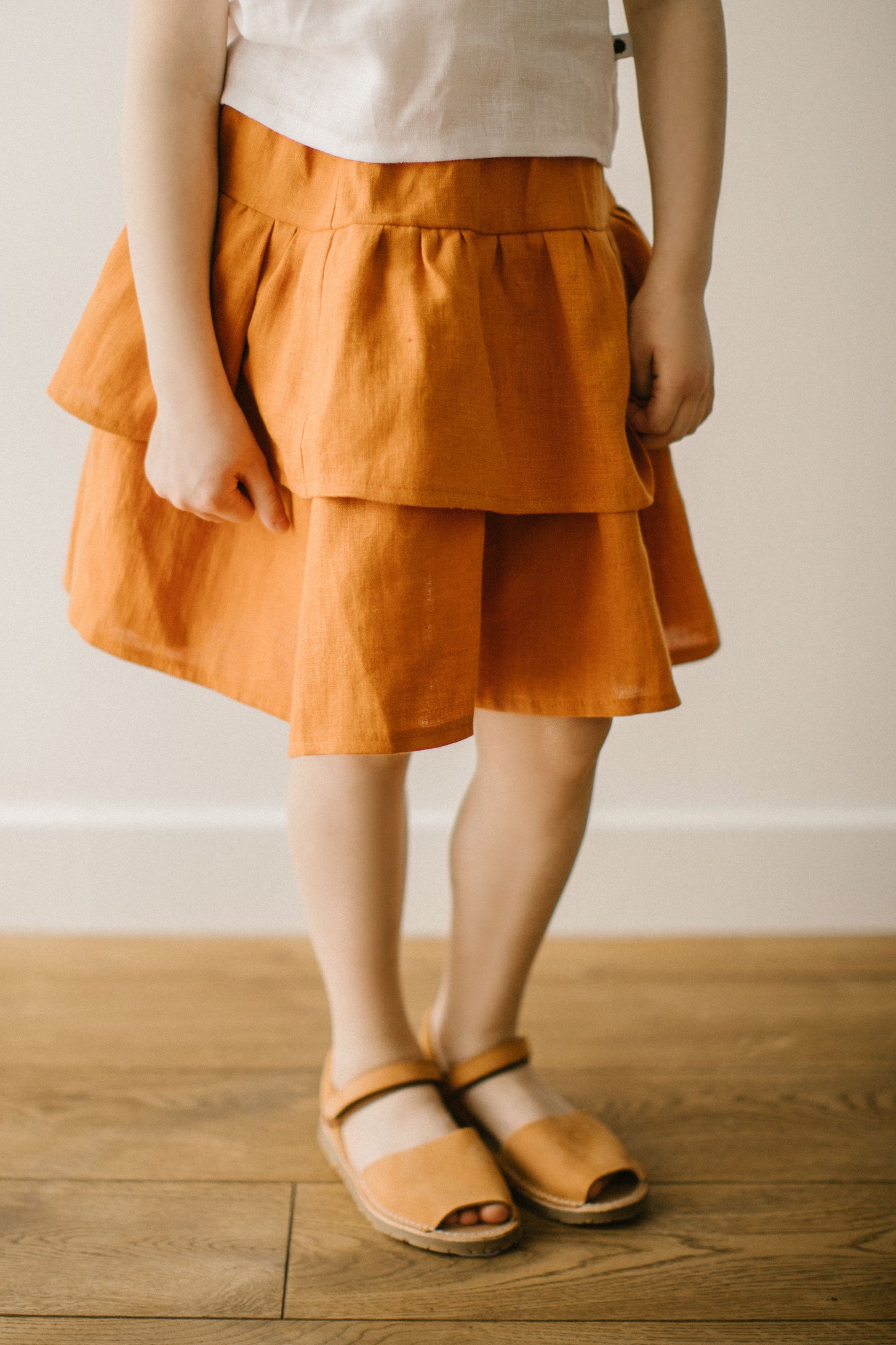 Washed and soft linen circle skirt for a baby girl or a toddler girl