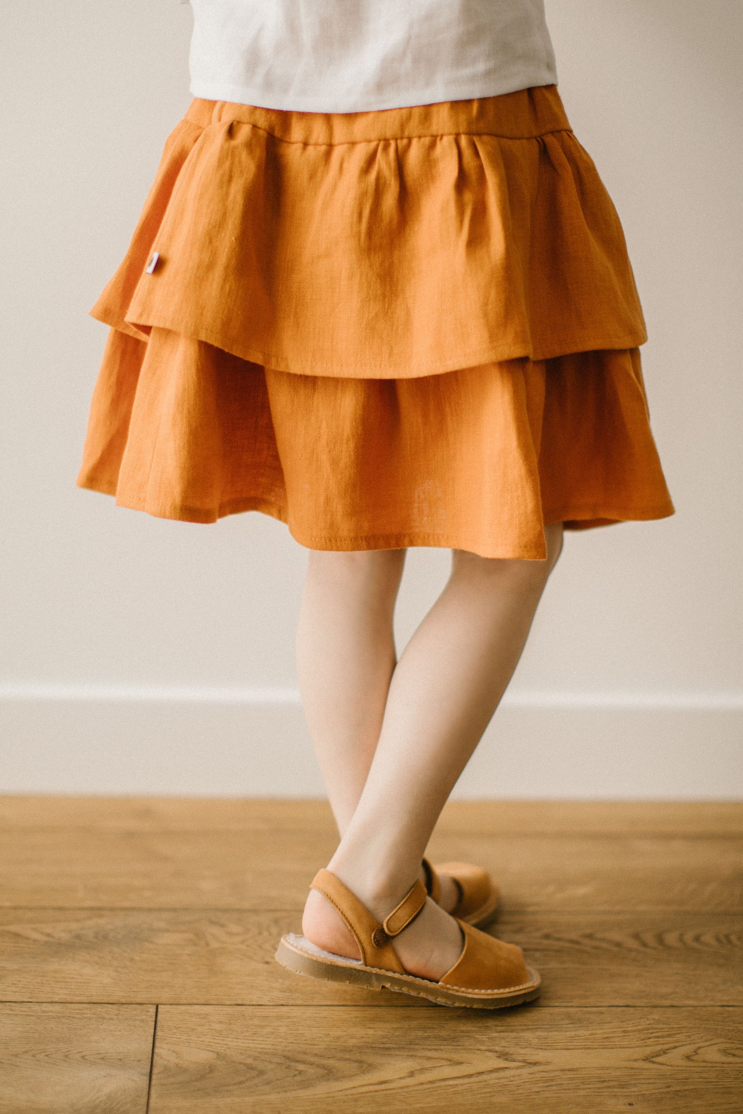 Washed and soft linen circle skirt for a baby girl or a toddler girl
