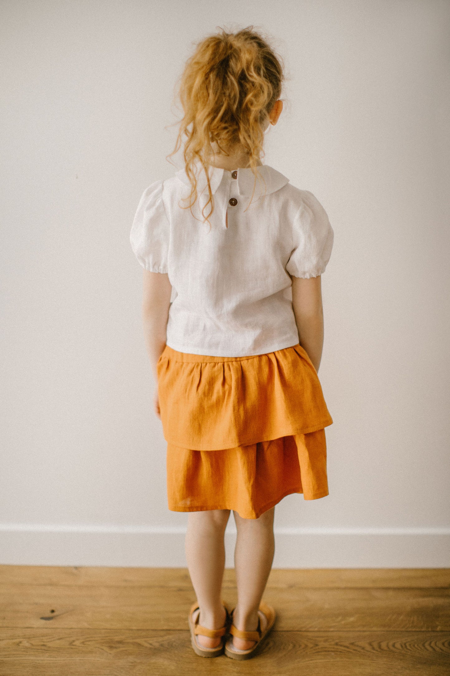 Washed and soft linen circle skirt for a baby girl or a toddler girl