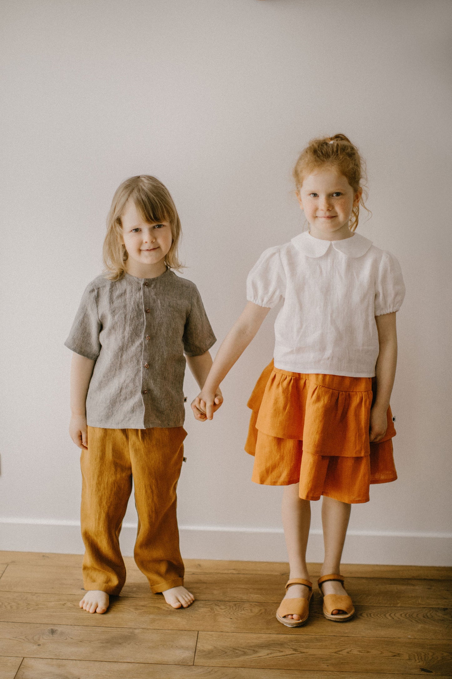 Washed and soft linen circle skirt for a baby girl or a toddler girl