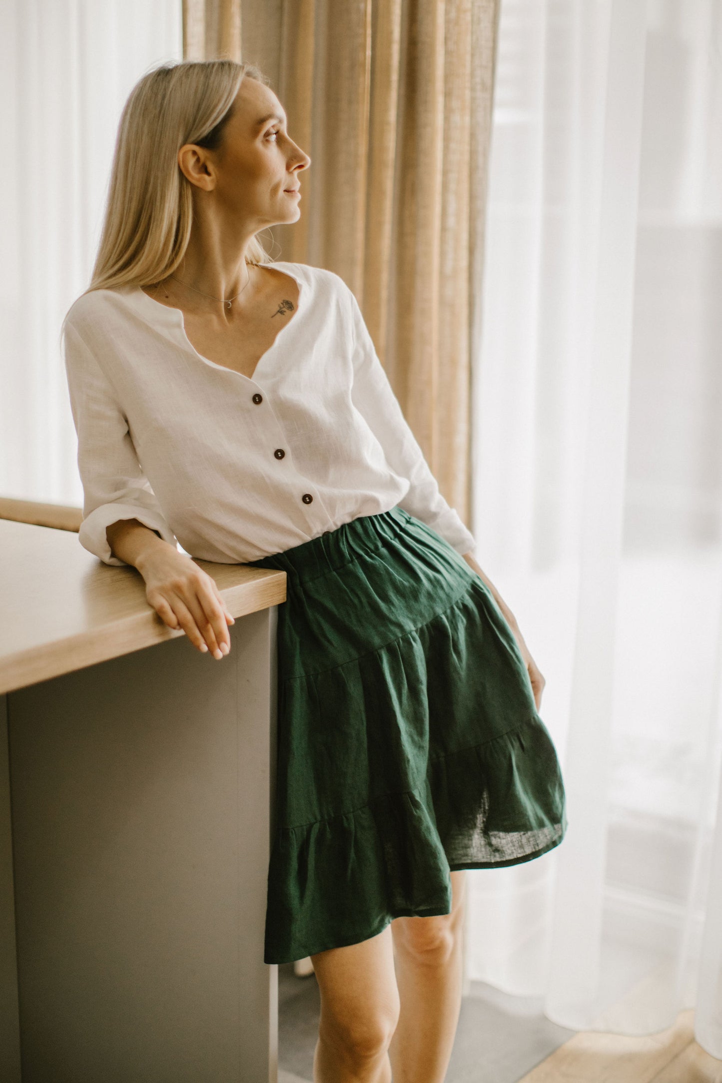 Pleated linen skirt MARGO