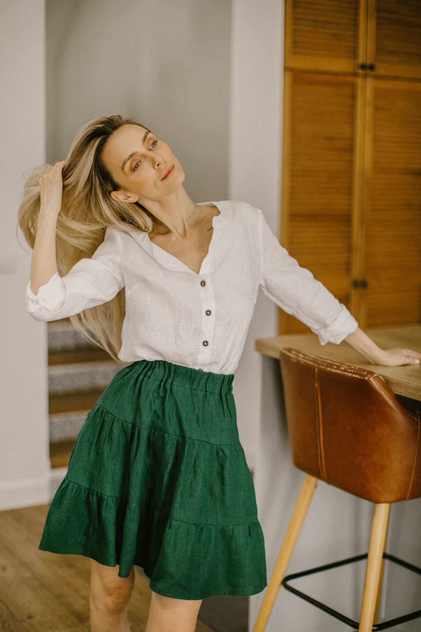 Organic linen skater skirt