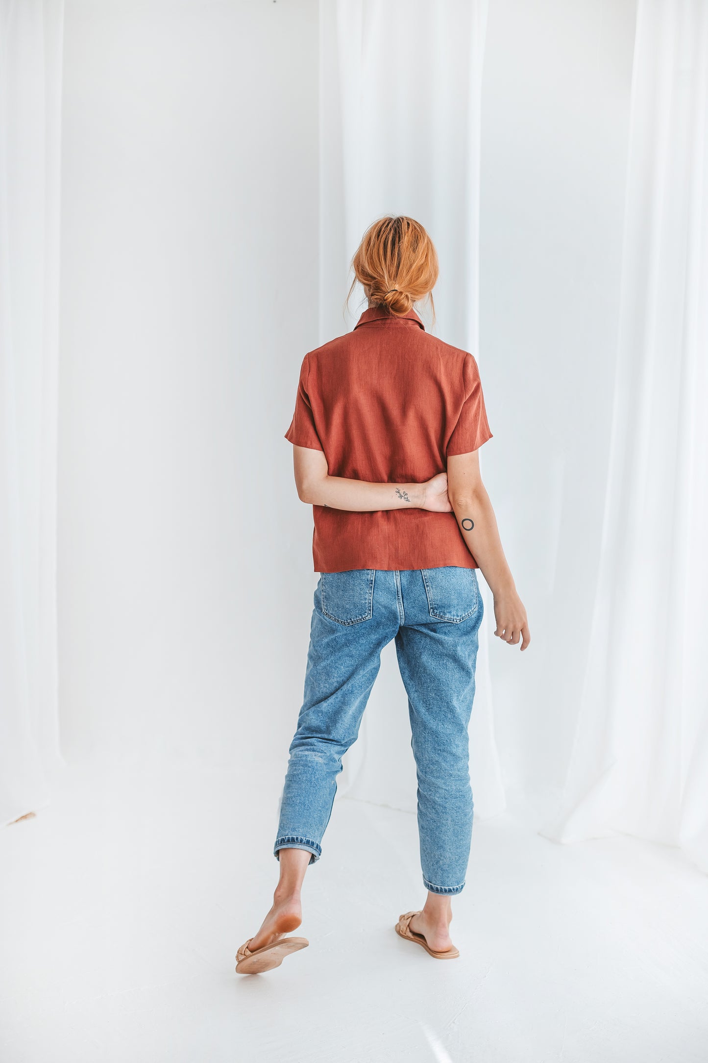 Classic short sleeves linen top CANDY