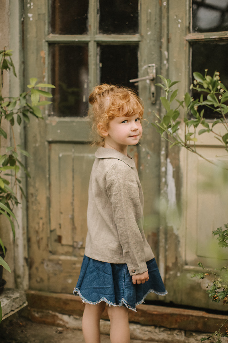 Girls long sleeves linen top