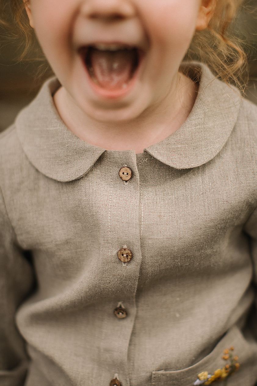 Girls long sleeves linen top