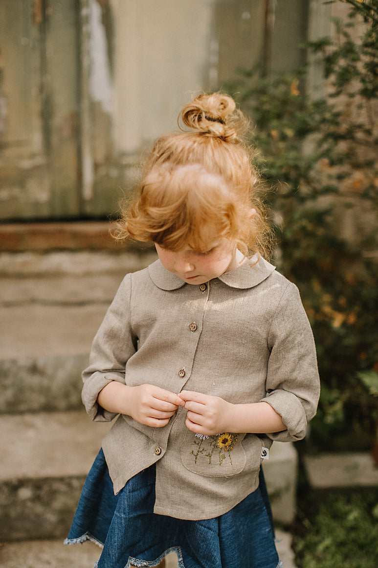 Girls long sleeves linen top