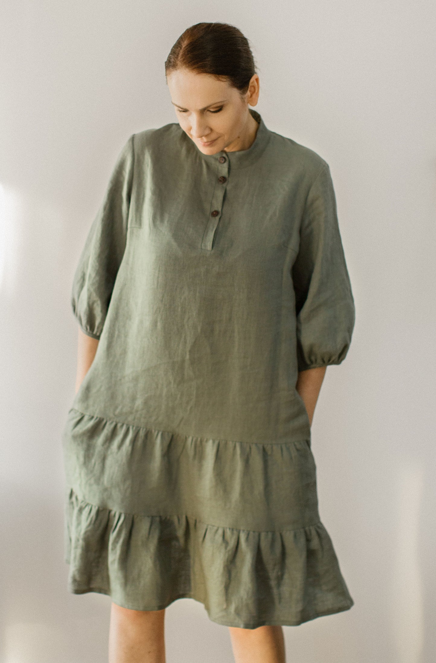 Linen button up midi dress KIRA
