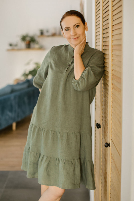 Linen button up midi dress KIRA