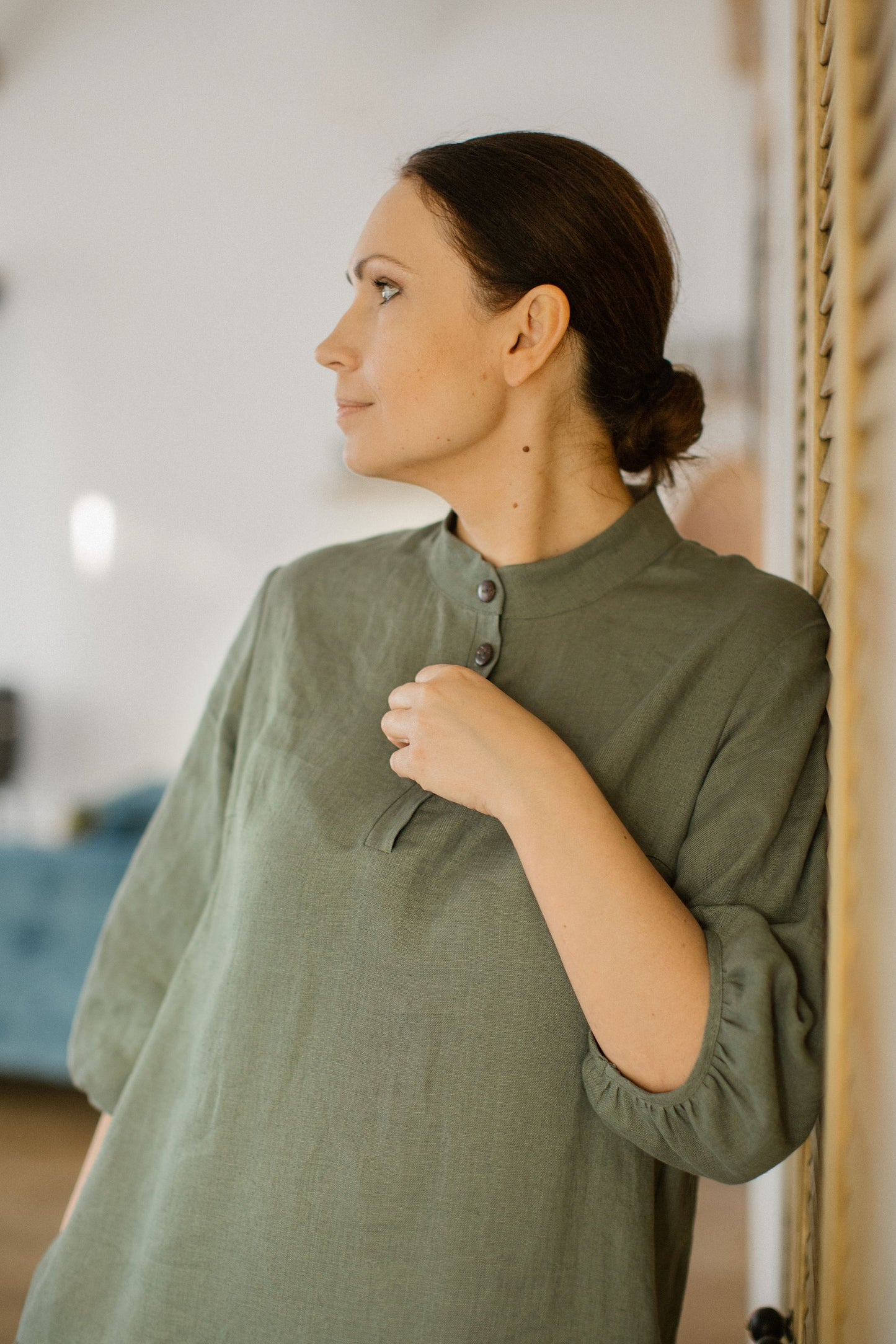 Linen button up midi dress KIRA