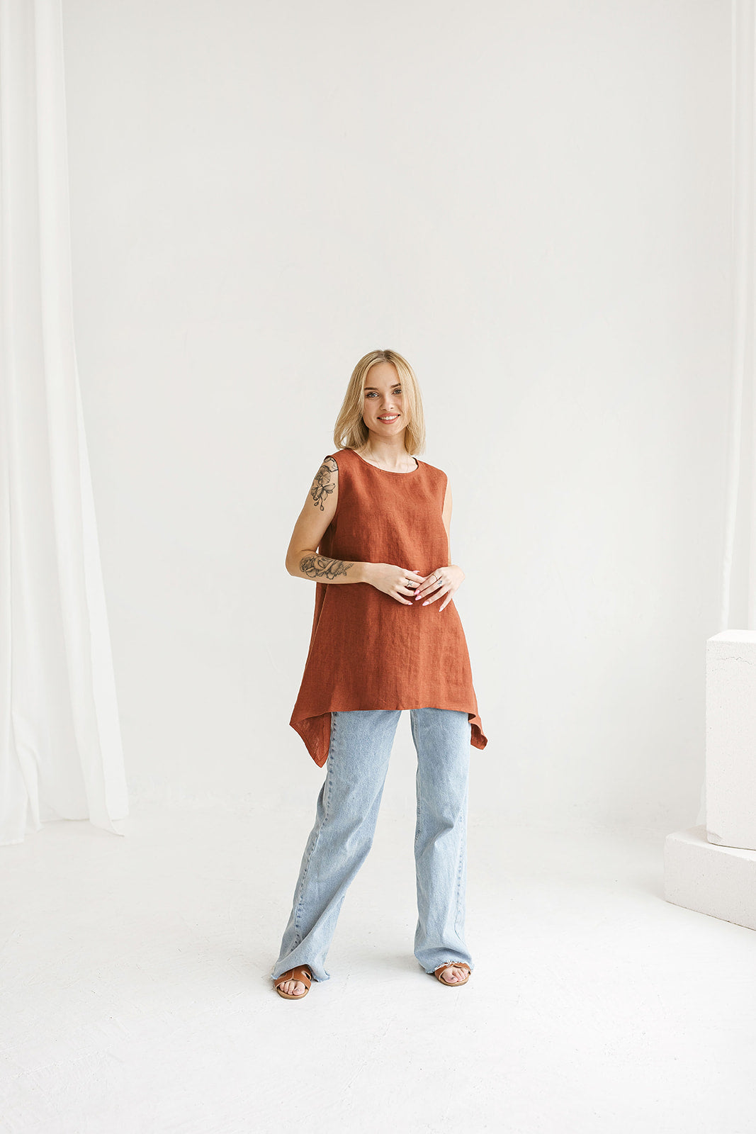 Sleeveless linen tunic GRETA