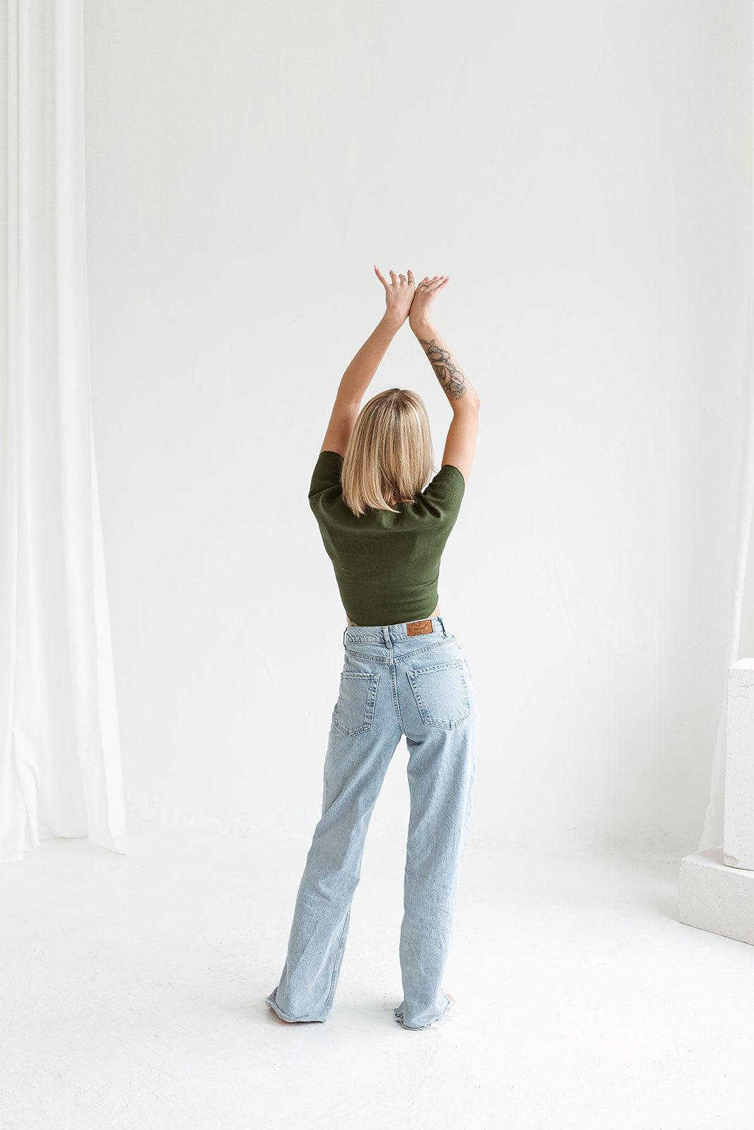 Linen tie front top RUBY