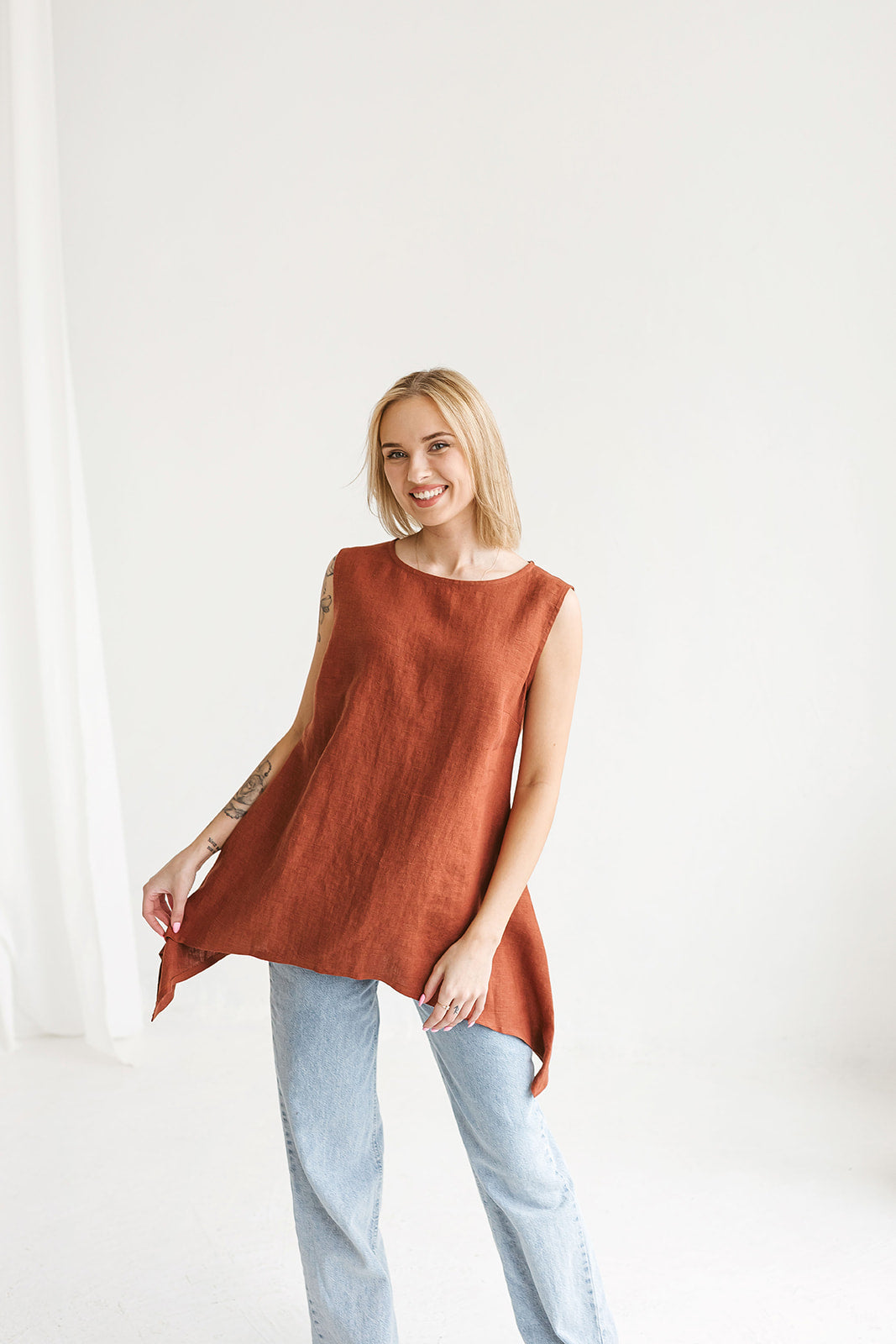 Plus size loose linen tunic