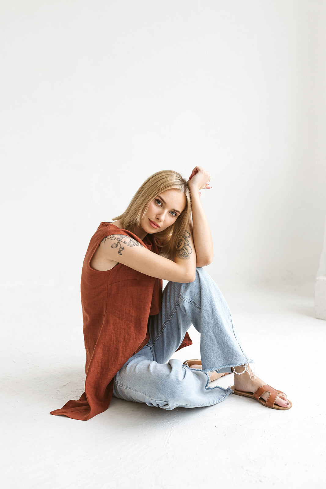 Summer linen tank top