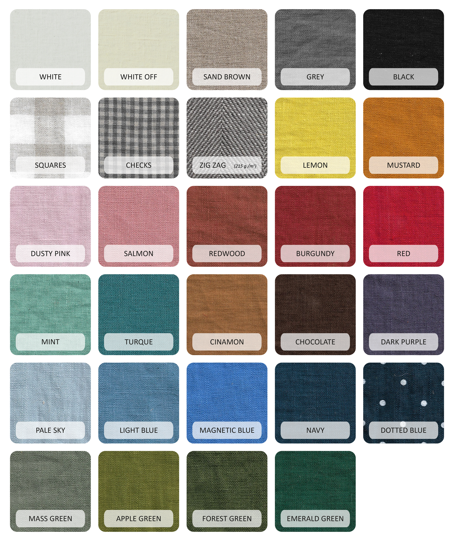 Linen fabric samples