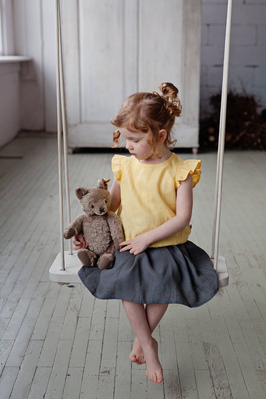 Girls linen circle skirt