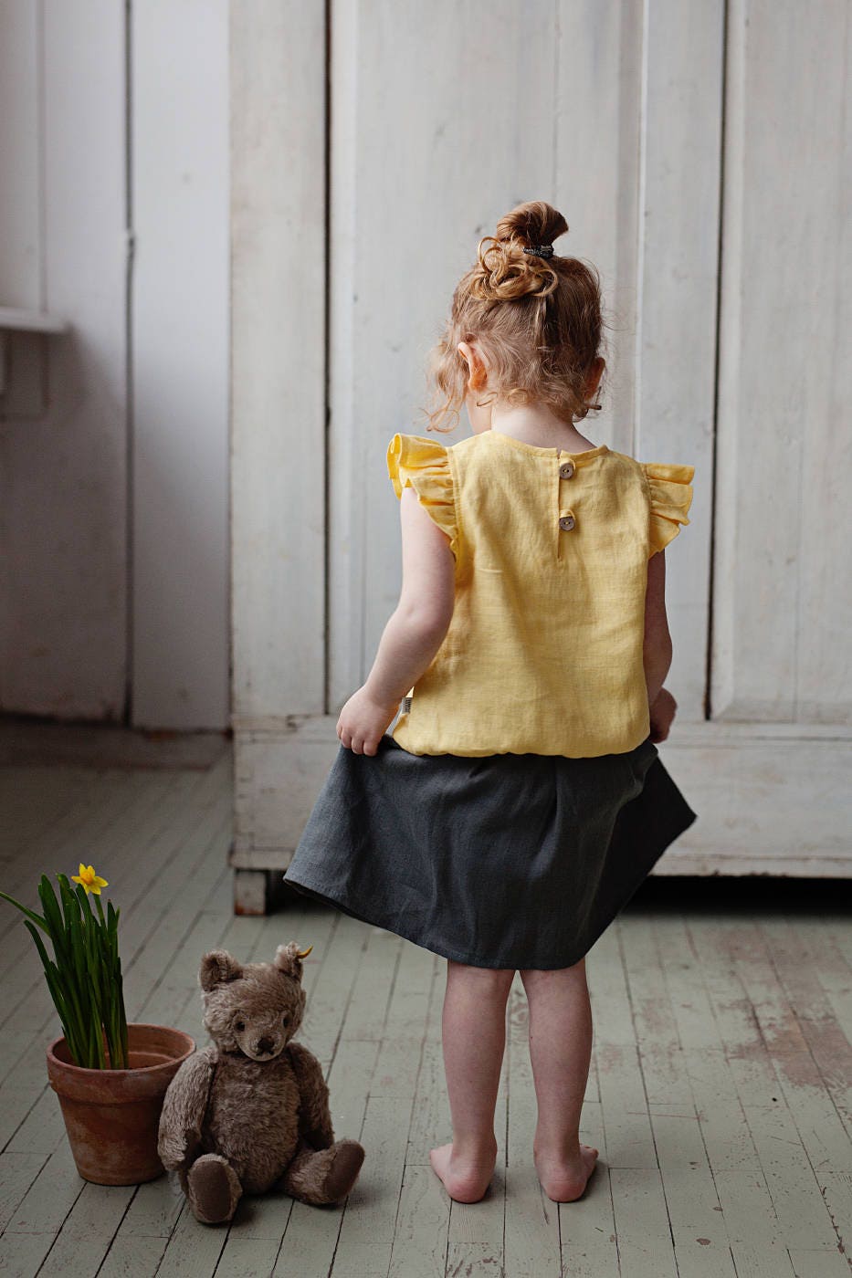 Girls linen circle skirt