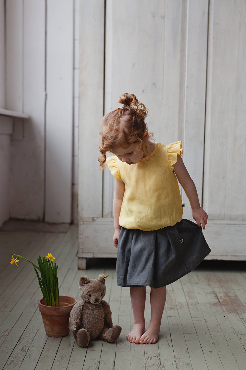Girls linen circle skirt