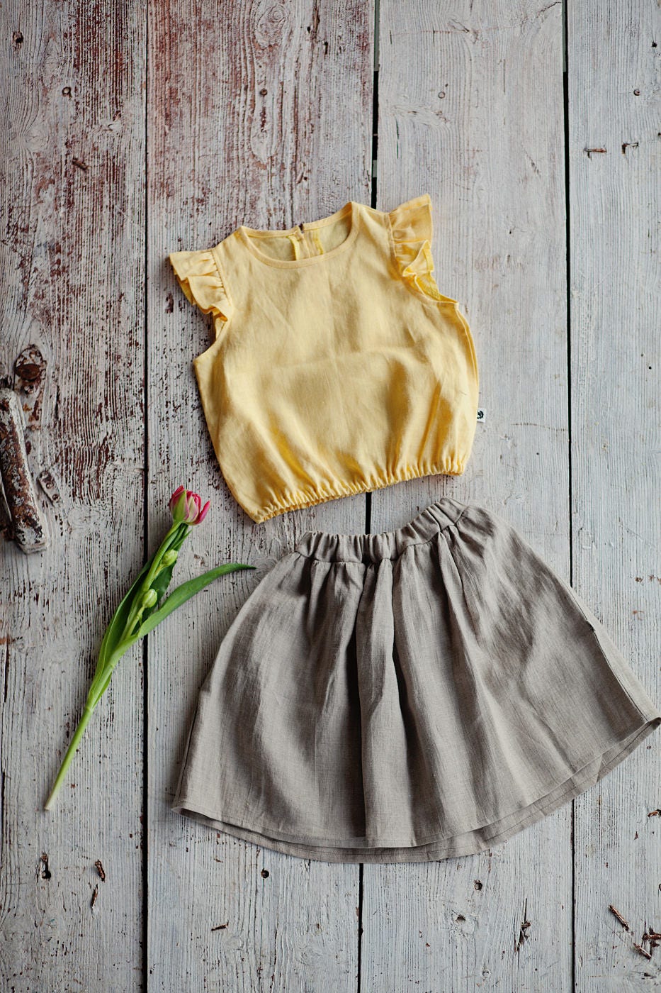 Girls linen circle skirt