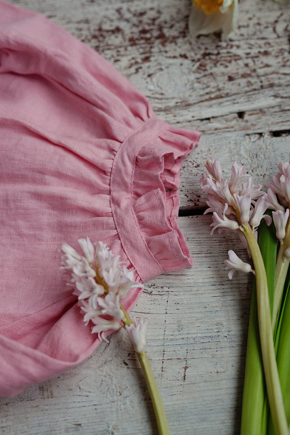 Long sleeve linen dress for baby girl, size 110 / READY TO SHIP