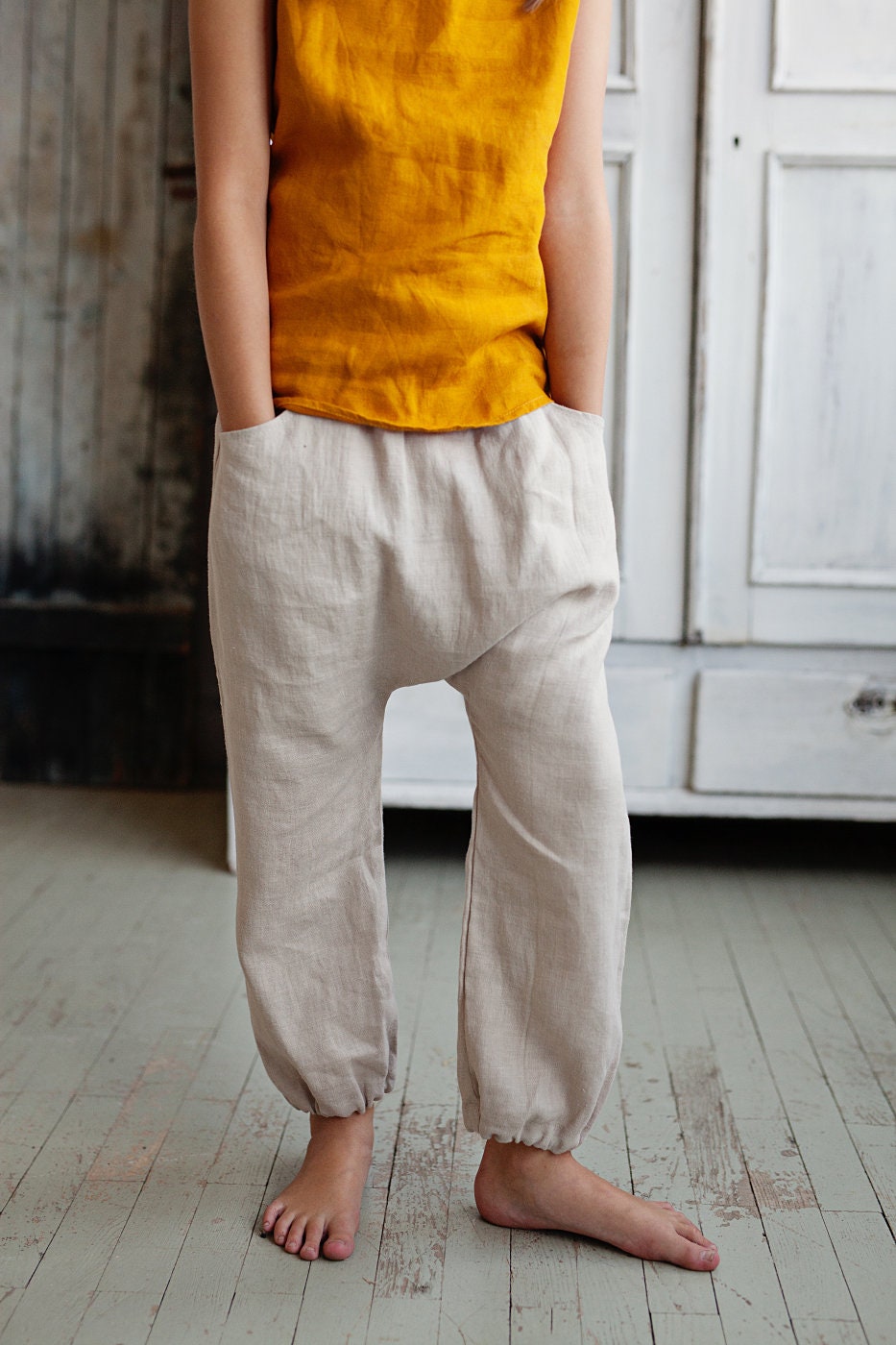 Girls‘ or boy‘s linen harem pants/ READY TO SHIP
