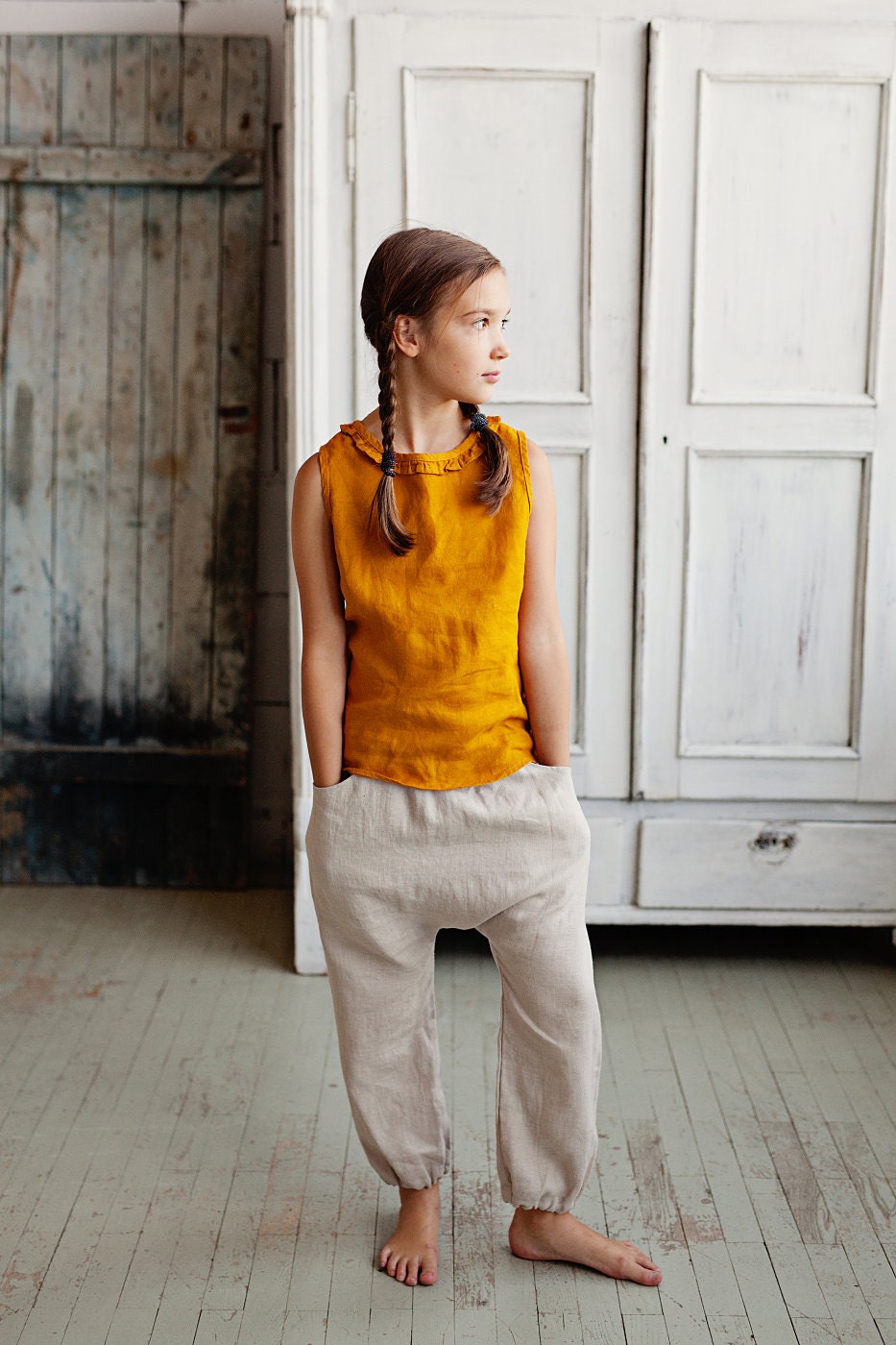 Girls‘ or boy‘s linen harem pants/ READY TO SHIP
