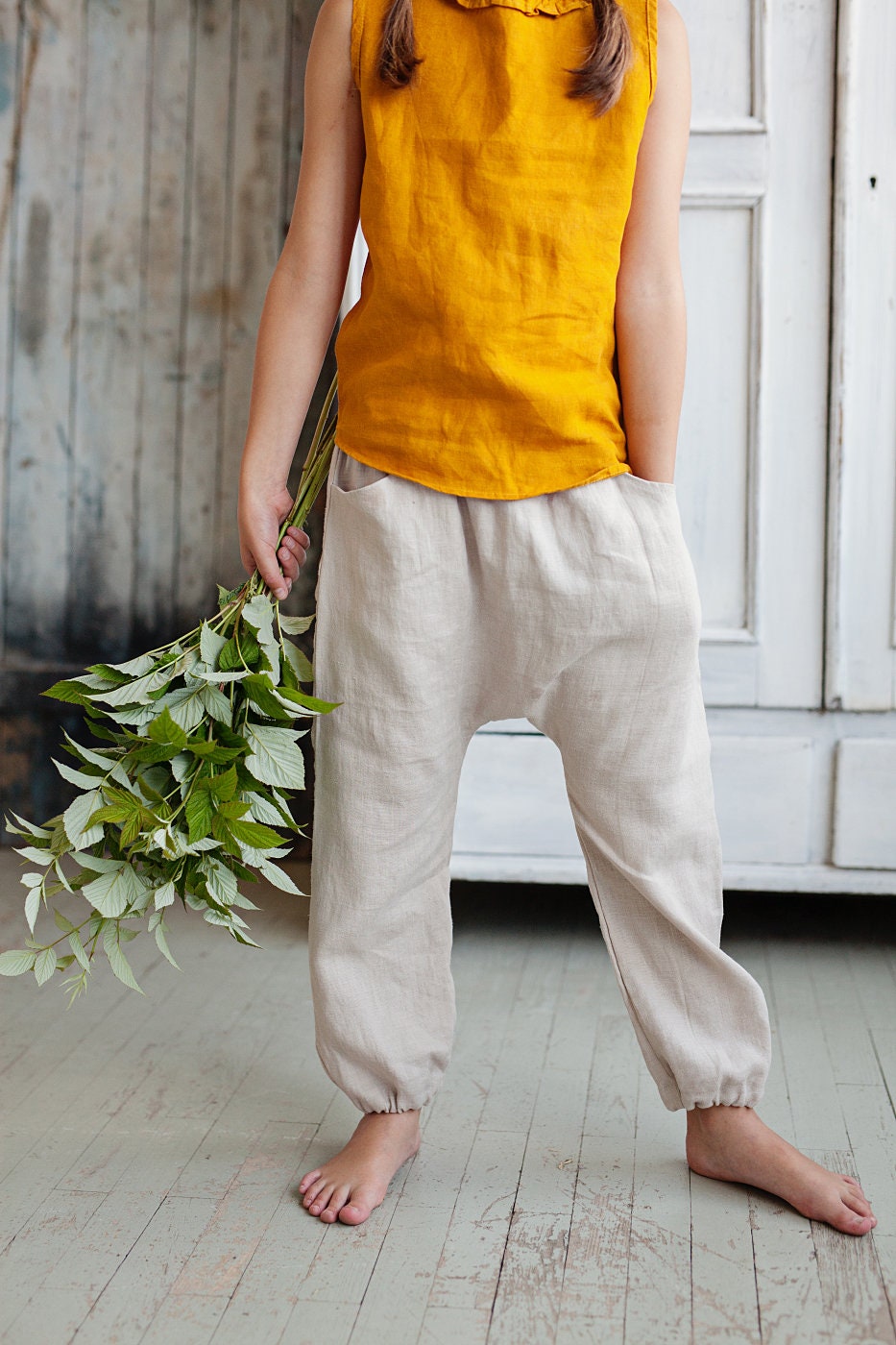 Girls‘ or boy‘s linen harem pants/ READY TO SHIP