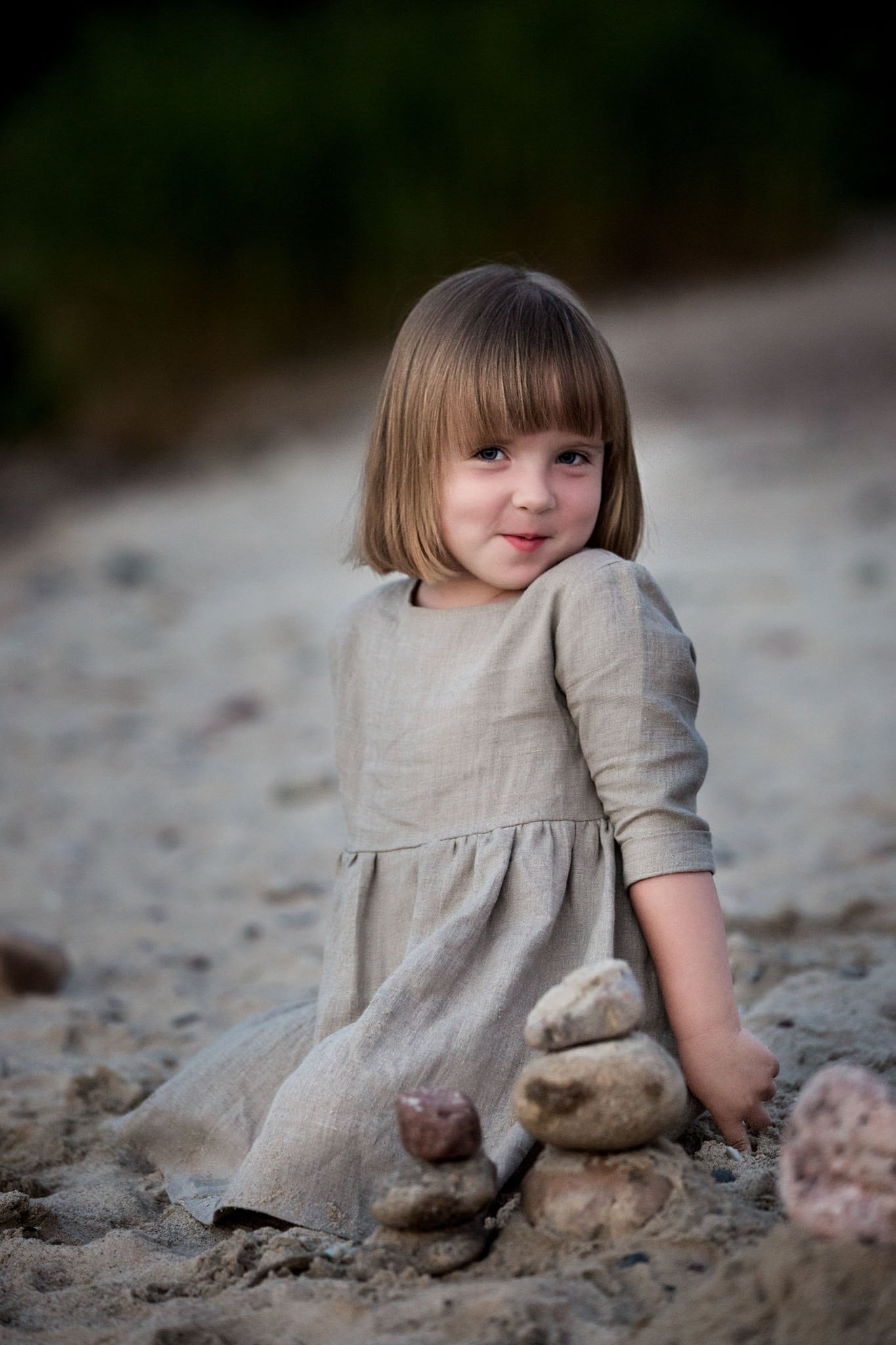 Linen summer dress for girls