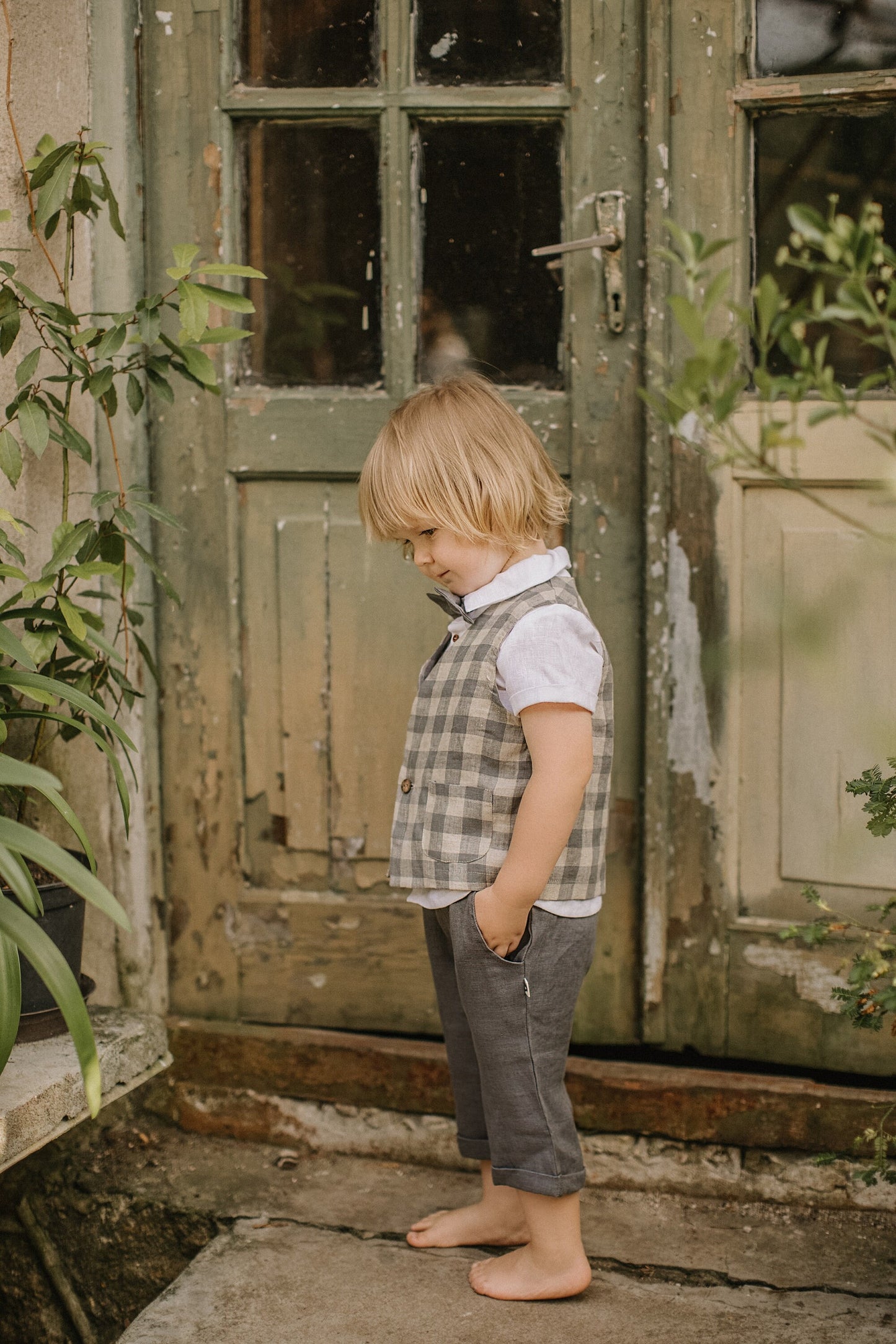 Linen cropped pants for boys/READY TO SHIP