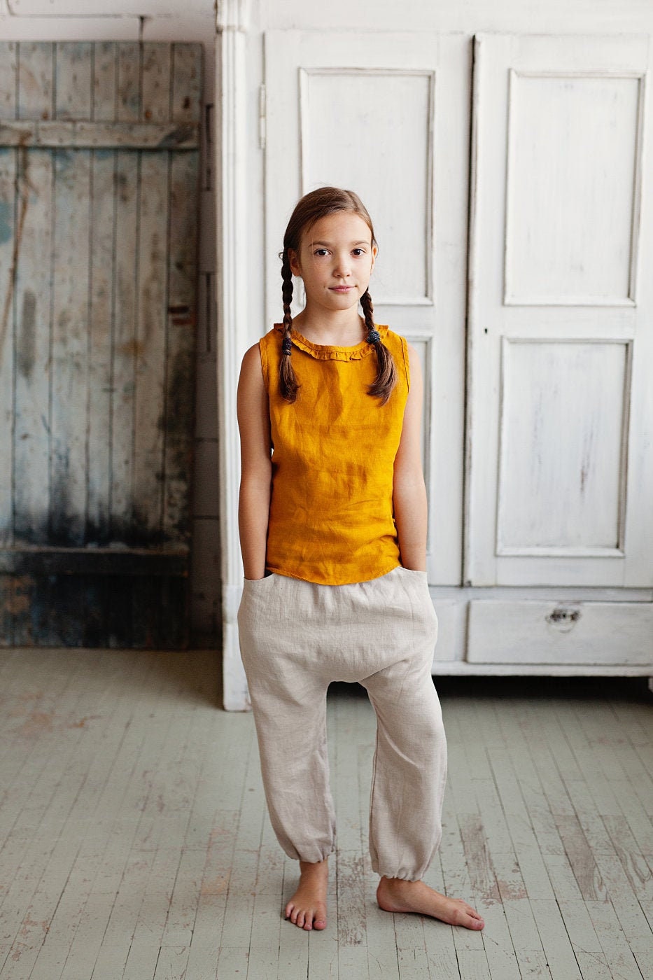 Girls‘ or boy‘s linen harem pants/ READY TO SHIP