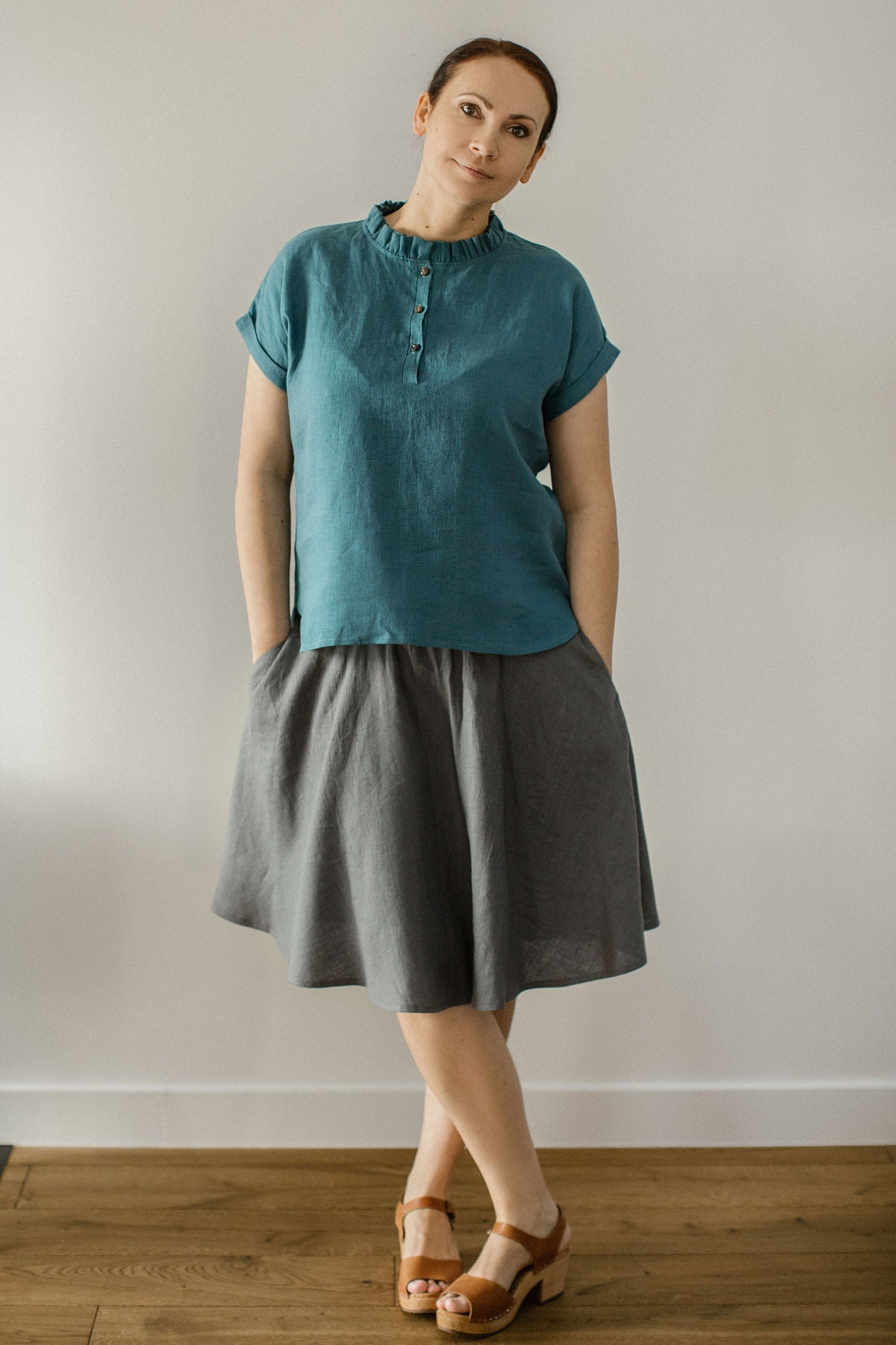Midi skirt with elastic waistband SABRINA