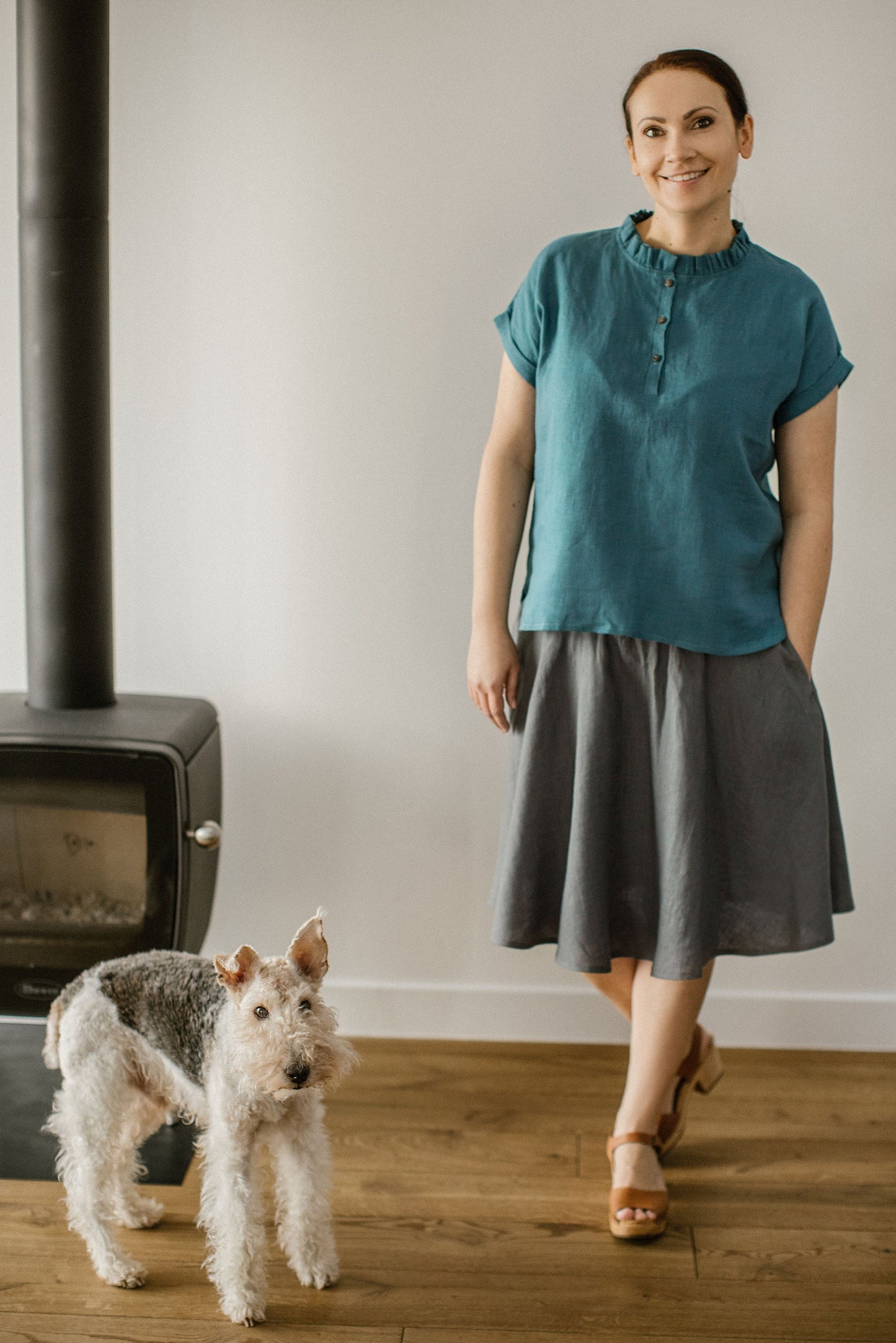 Midi skirt with elastic waistband SABRINA