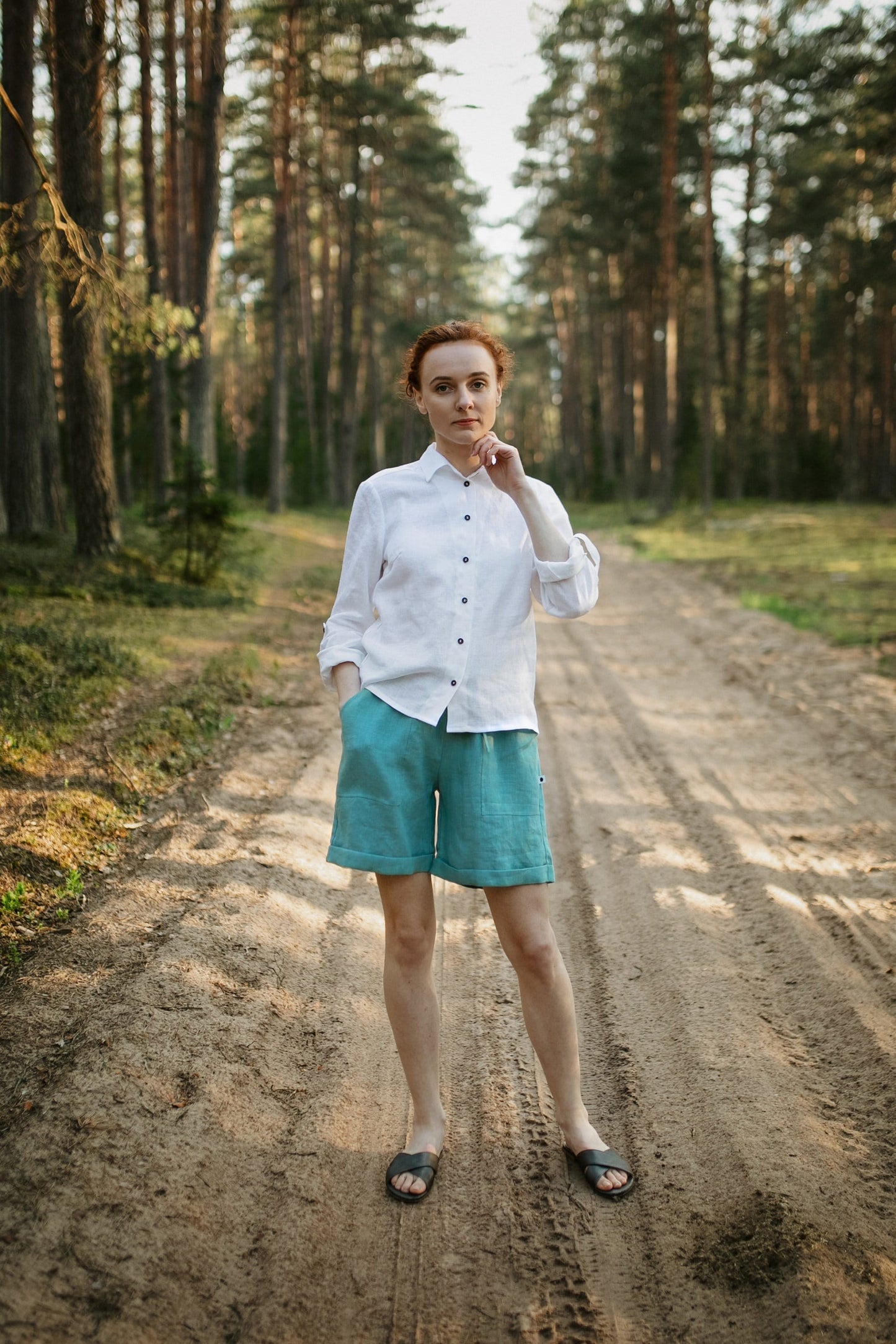 High waisted linen short for women PAULA