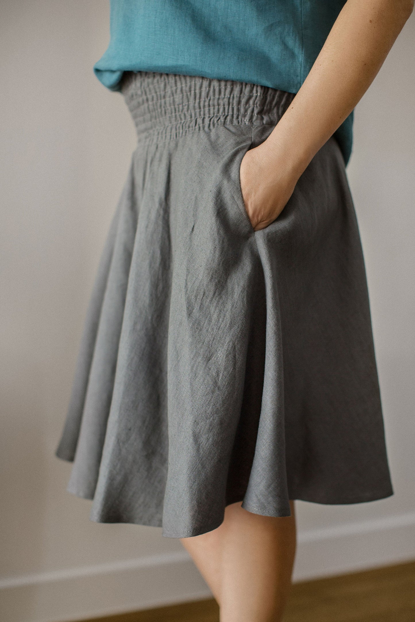 Midi skirt with elastic waistband SABRINA