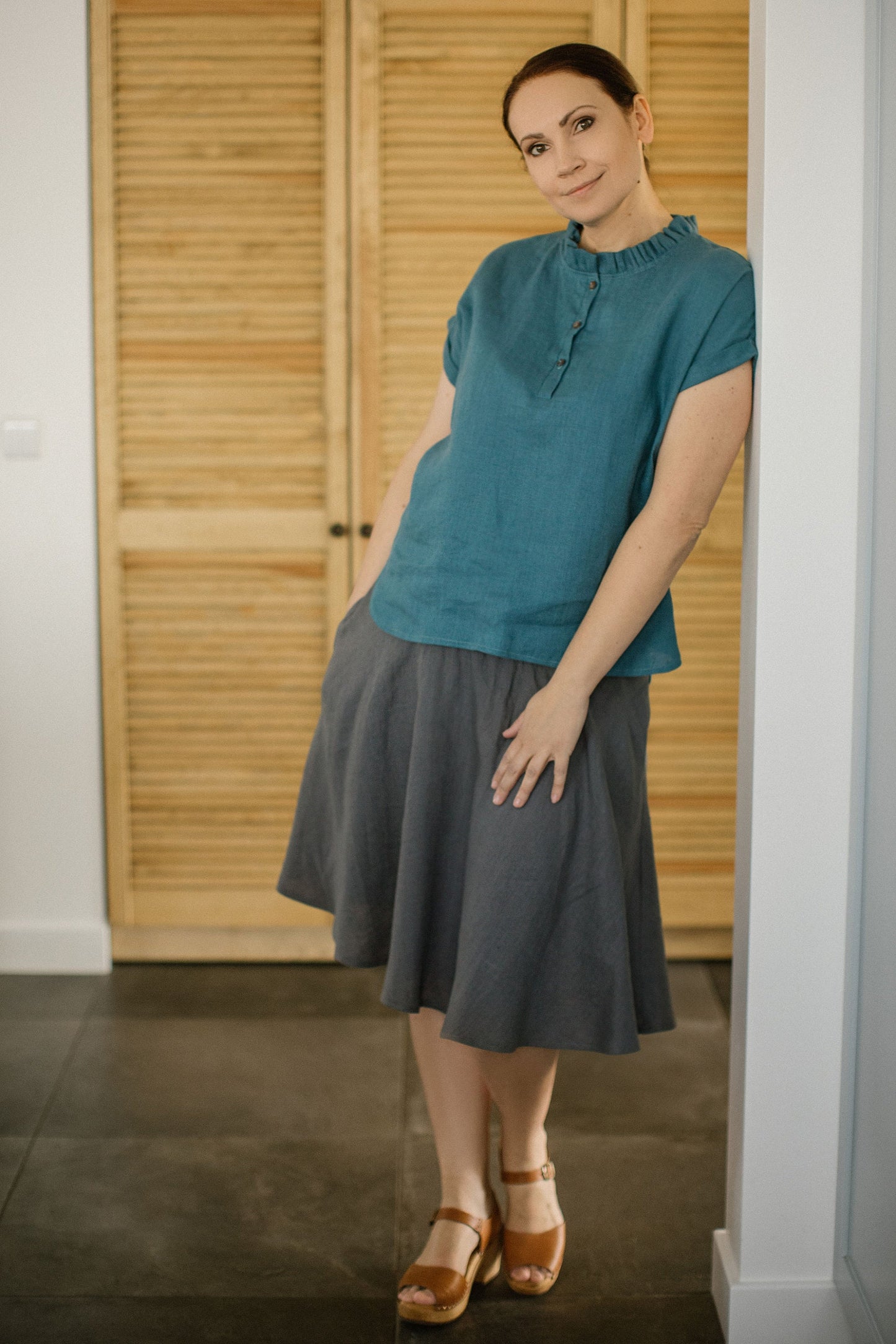 Midi skirt with elastic waistband SABRINA