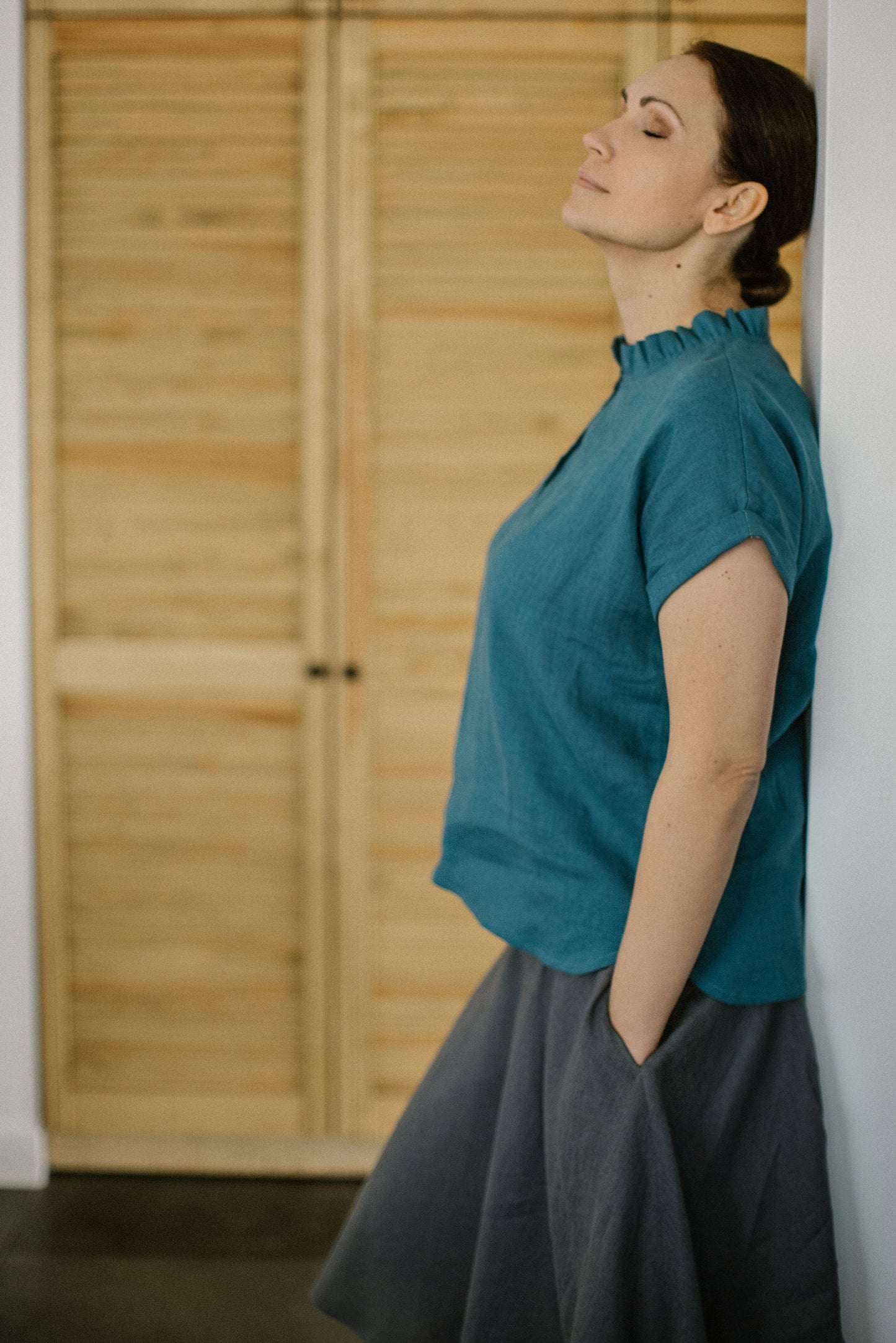 Midi skirt with elastic waistband SABRINA