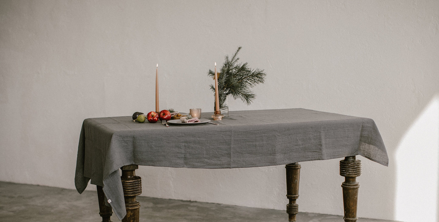 Natural linen tablecloth for celebrations
