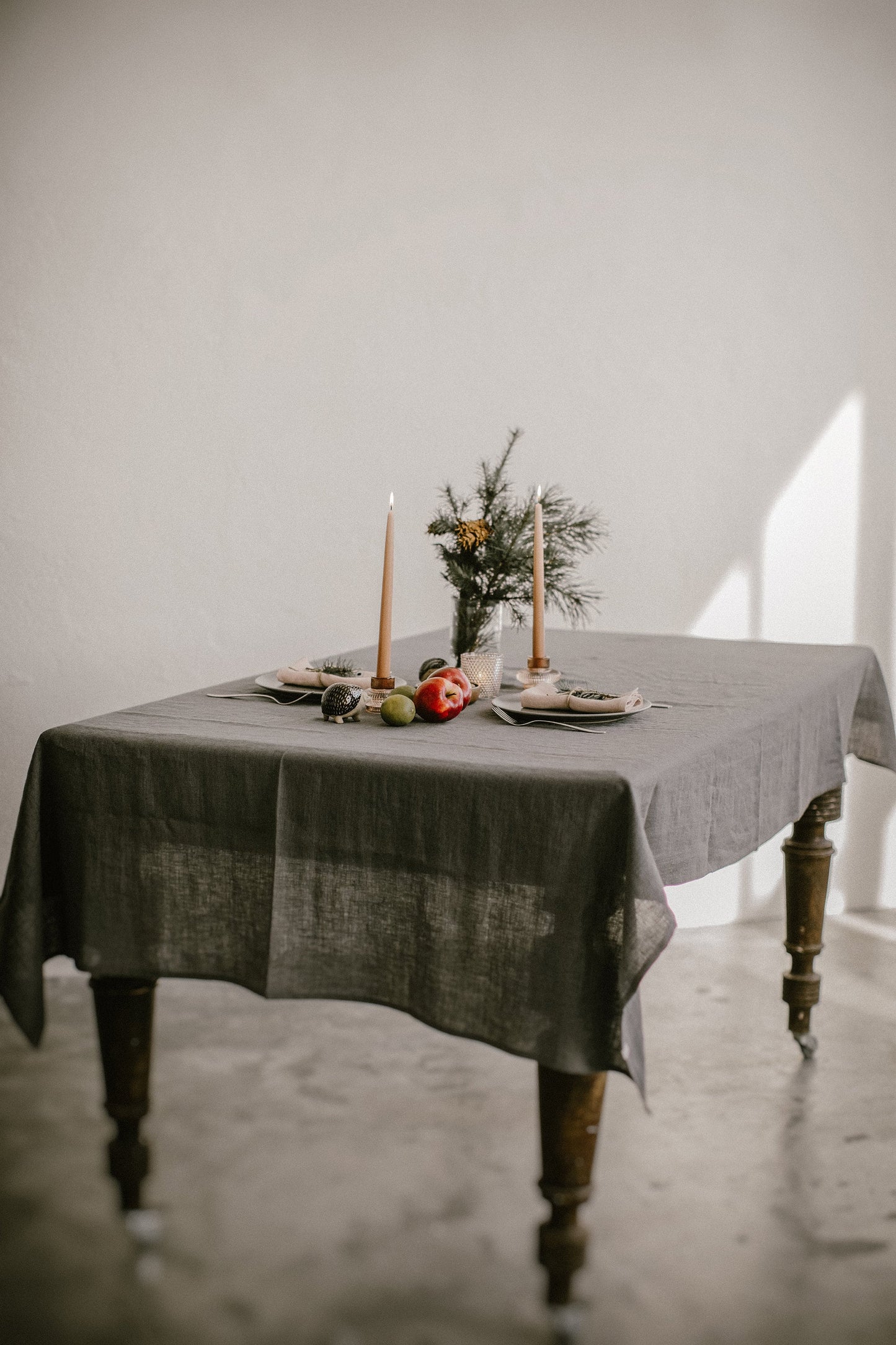 Natural linen tablecloth for celebrations