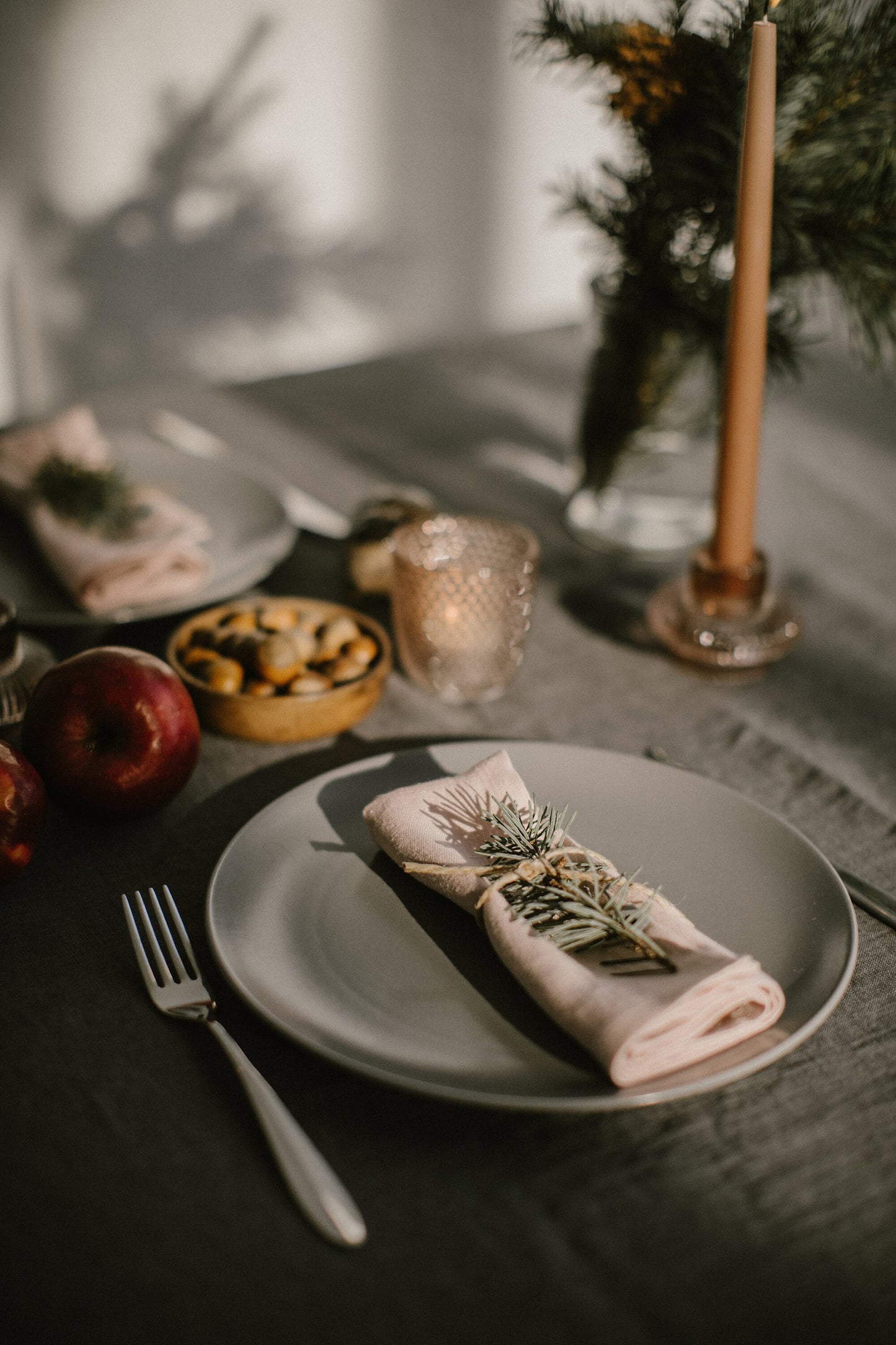 Natural linen tablecloth for celebrations