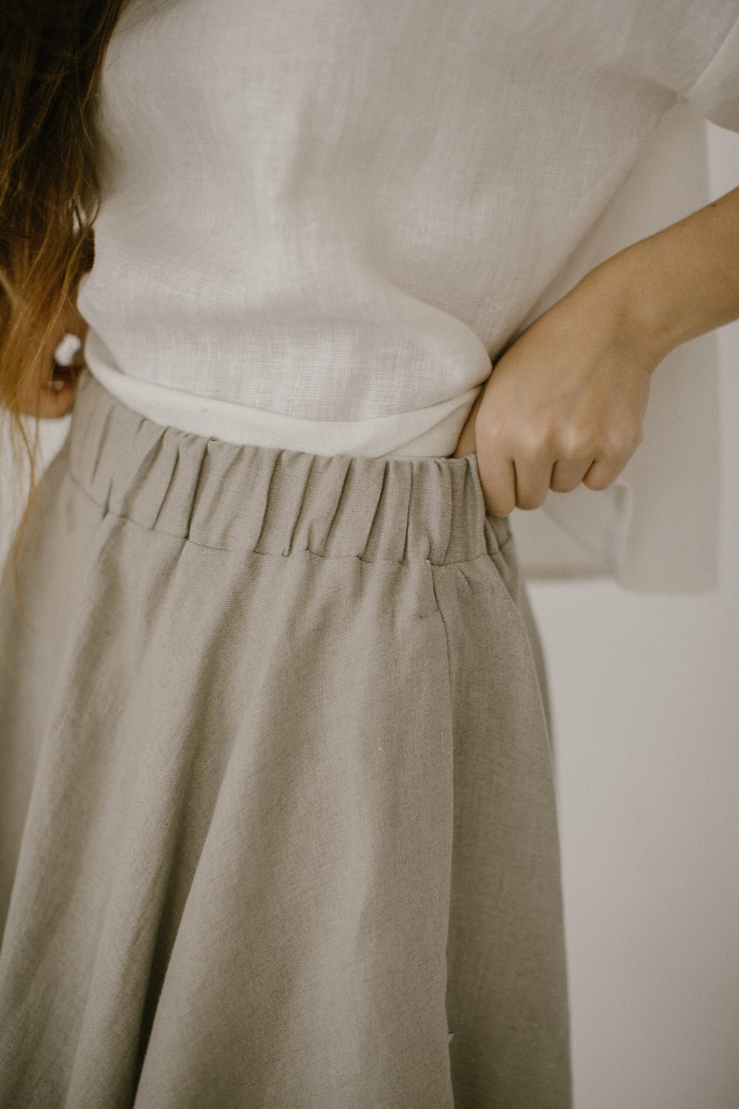 Pleated midi linen skirt AGNES