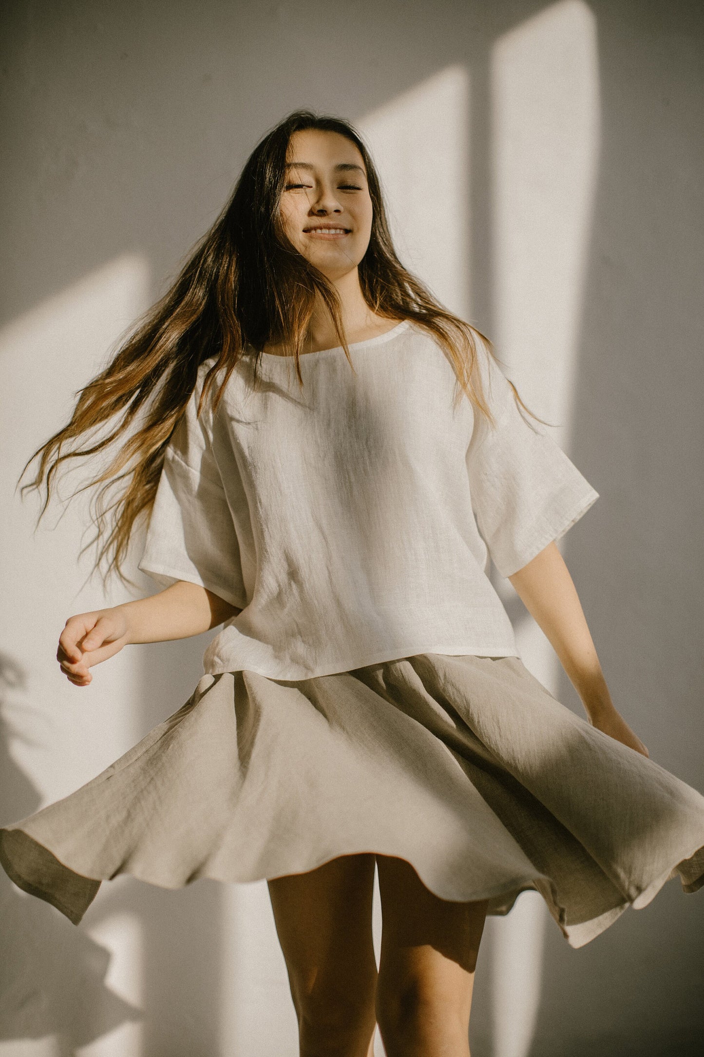 Pleated linen skirt AGNES